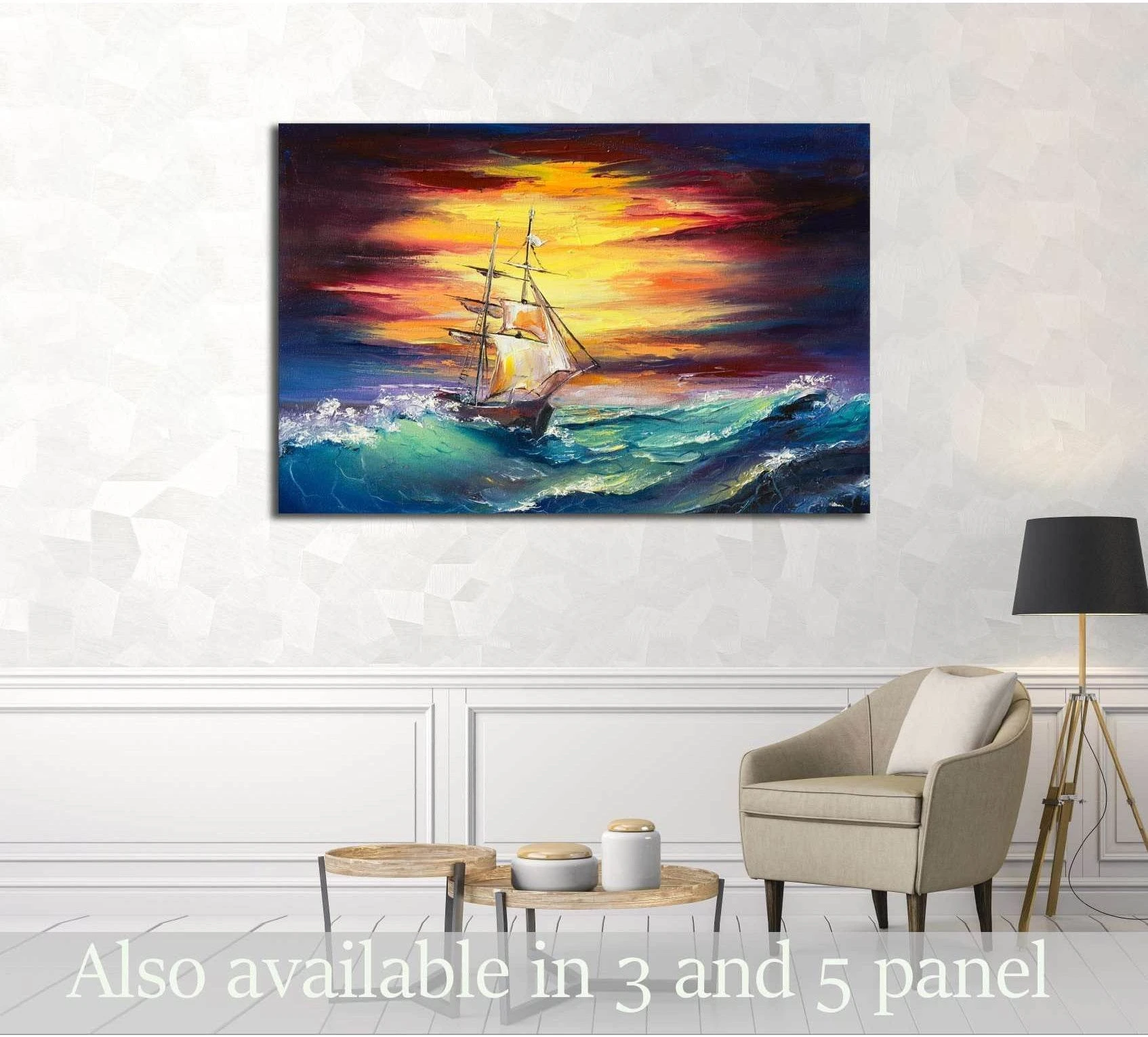 fantasy white sail ship fighting it's way through the storm showing ocean water, wave movement and surf.