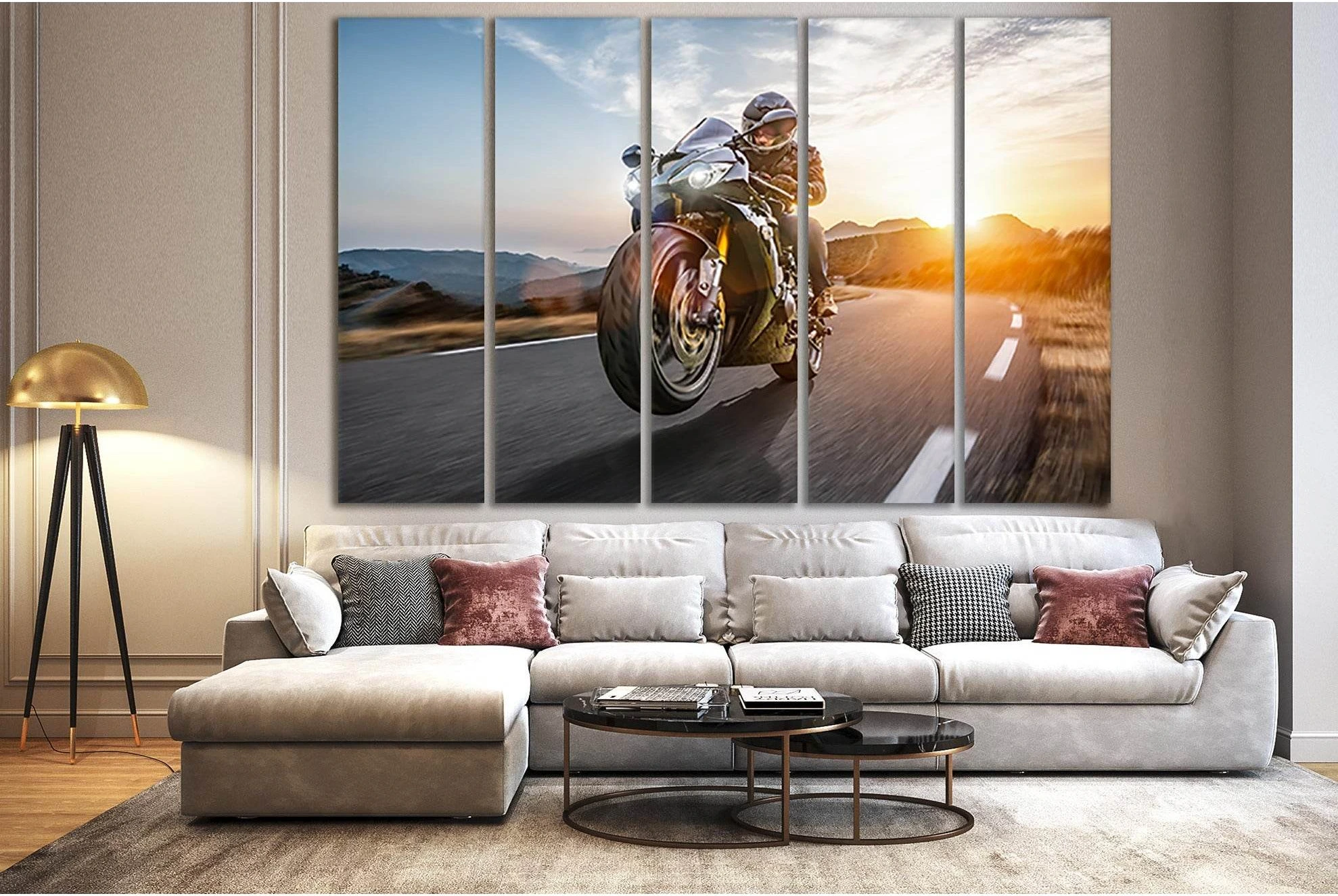 Fast Motorcycle On The Coast Road №SL757 Ready to Hang Canvas Print - Zellart Canvas Prints 0new, ALL_Products, Engine, Engines Wall Art