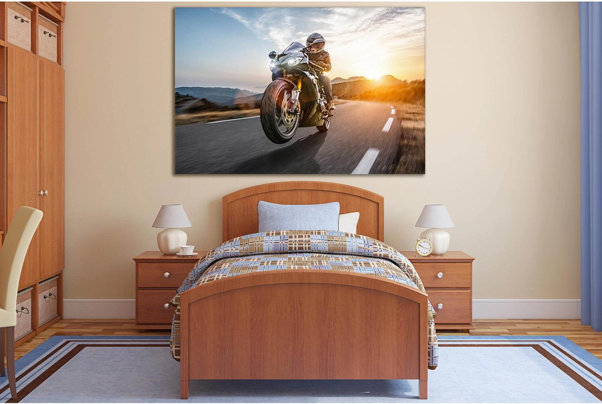 Fast Motorcycle On The Coast Road №SL757 Ready to Hang Canvas Print - Zellart Canvas Prints 0new, ALL_Products, Engine, Engines Wall Art