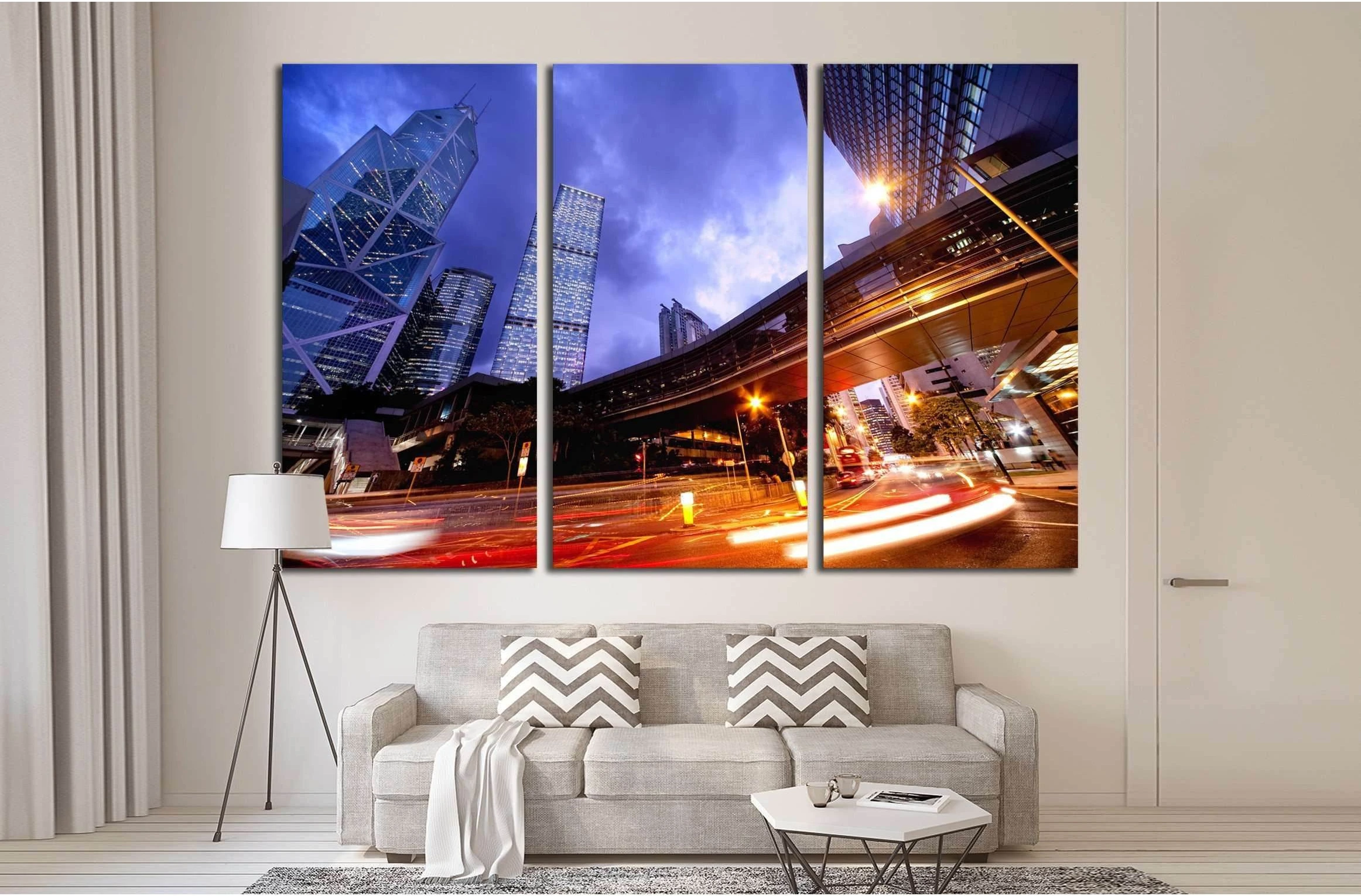 Fast moving cars at night №2138 Ready to Hang Canvas Print - Zellart Canvas Prints ALL_Products, s-2138