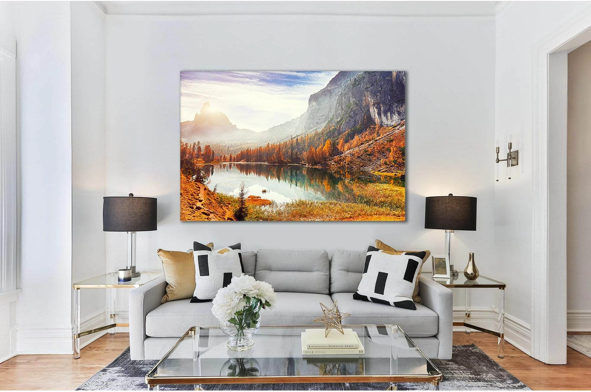 Federa Lake In Morning №Sl15 Ready to Hang Canvas Print - Zellart Canvas Prints 0new, ALL_Products, Nature & Landscapes Canvas Print