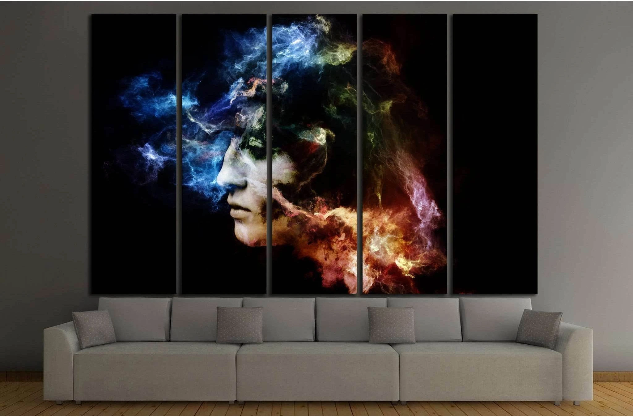 female portrait and space texture №1059 Ready to Hang Canvas Print - Zellart Canvas Prints ALL_Products, s-1059