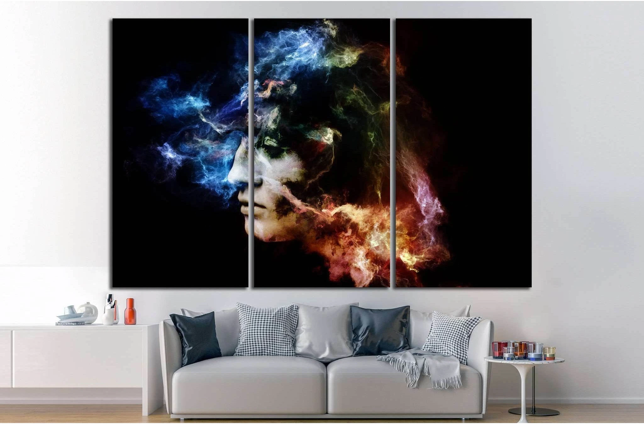 female portrait and space texture №1059 Ready to Hang Canvas Print - Zellart Canvas Prints ALL_Products, s-1059