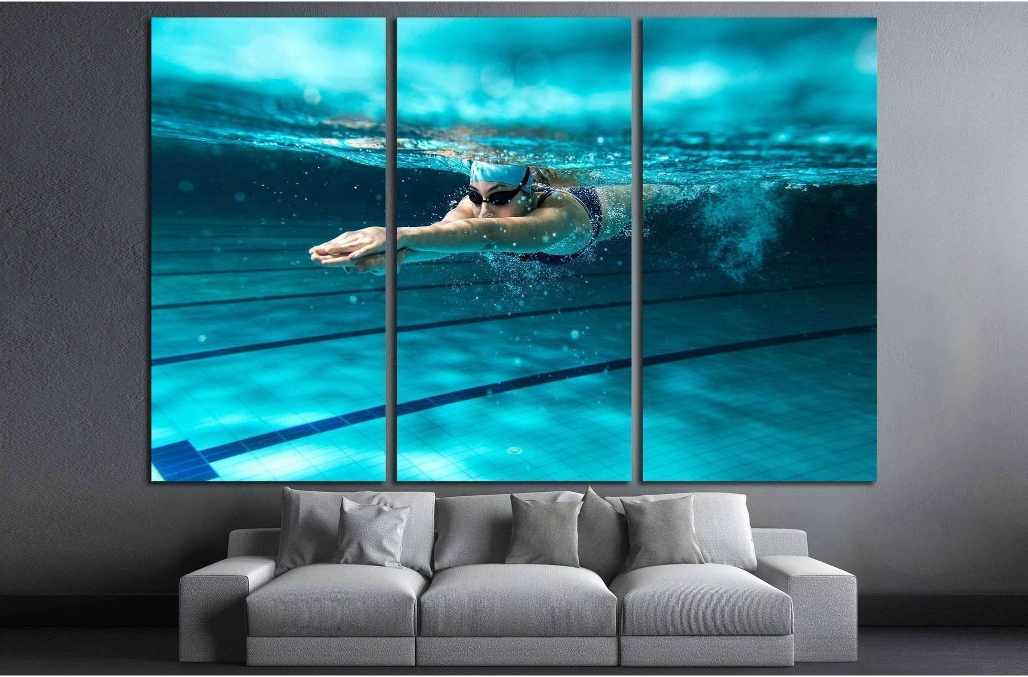 Female swimmer at the swimming pool №1378 Ready to Hang Canvas Print - Zellart Canvas Prints ALL_Products, s-1378