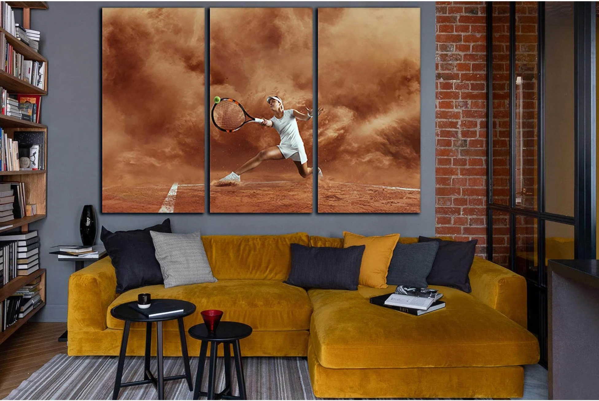 Female Tennis Player In Action №SL957 Ready to Hang Canvas Print - Zellart Canvas Prints 0new, ALL_Products, Sports & Motivation