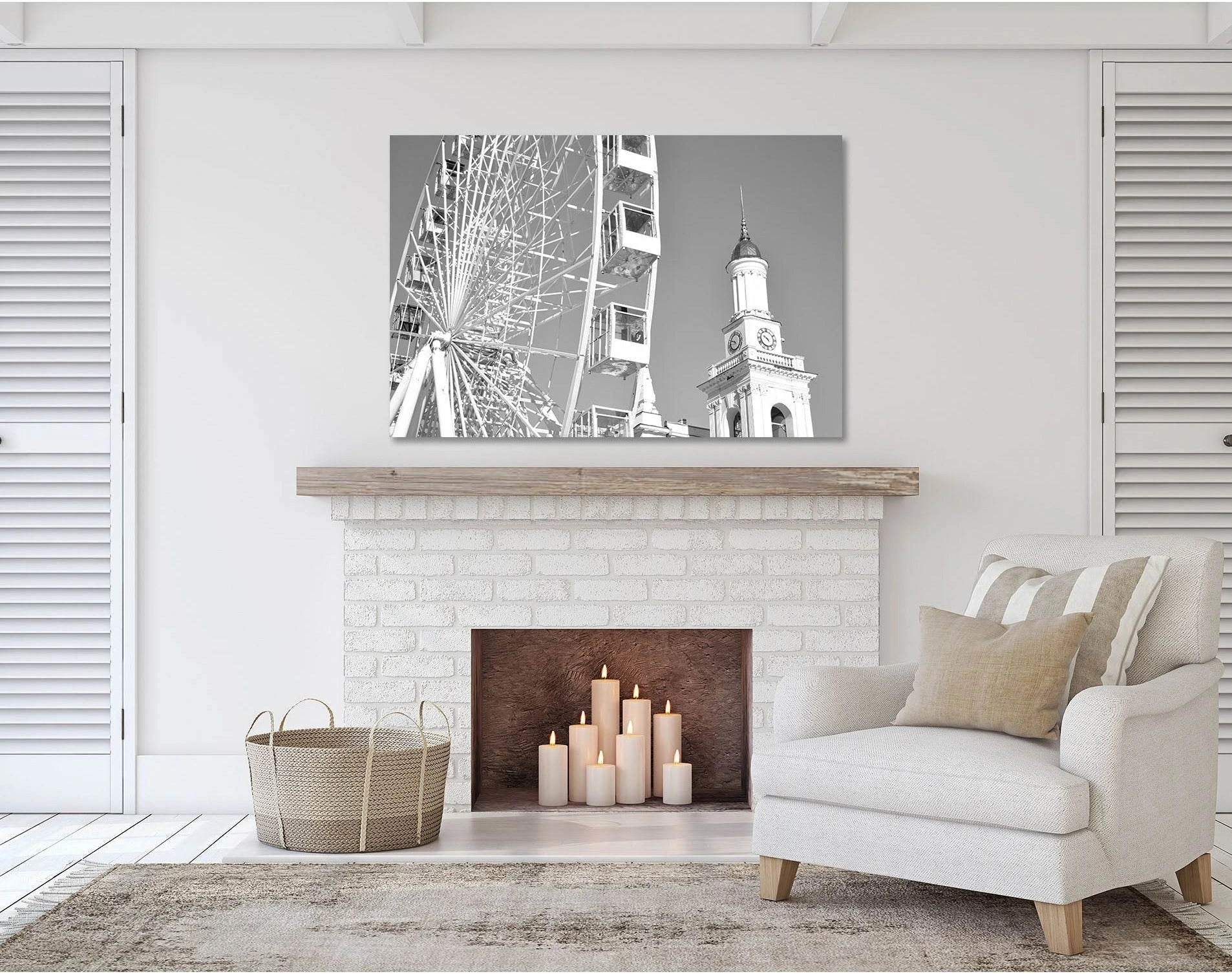 Ferris wheel №D2813 Ready to Hang Canvas Print - Zellart Canvas Prints 0new, ALL_Products, Black & White Wall Art