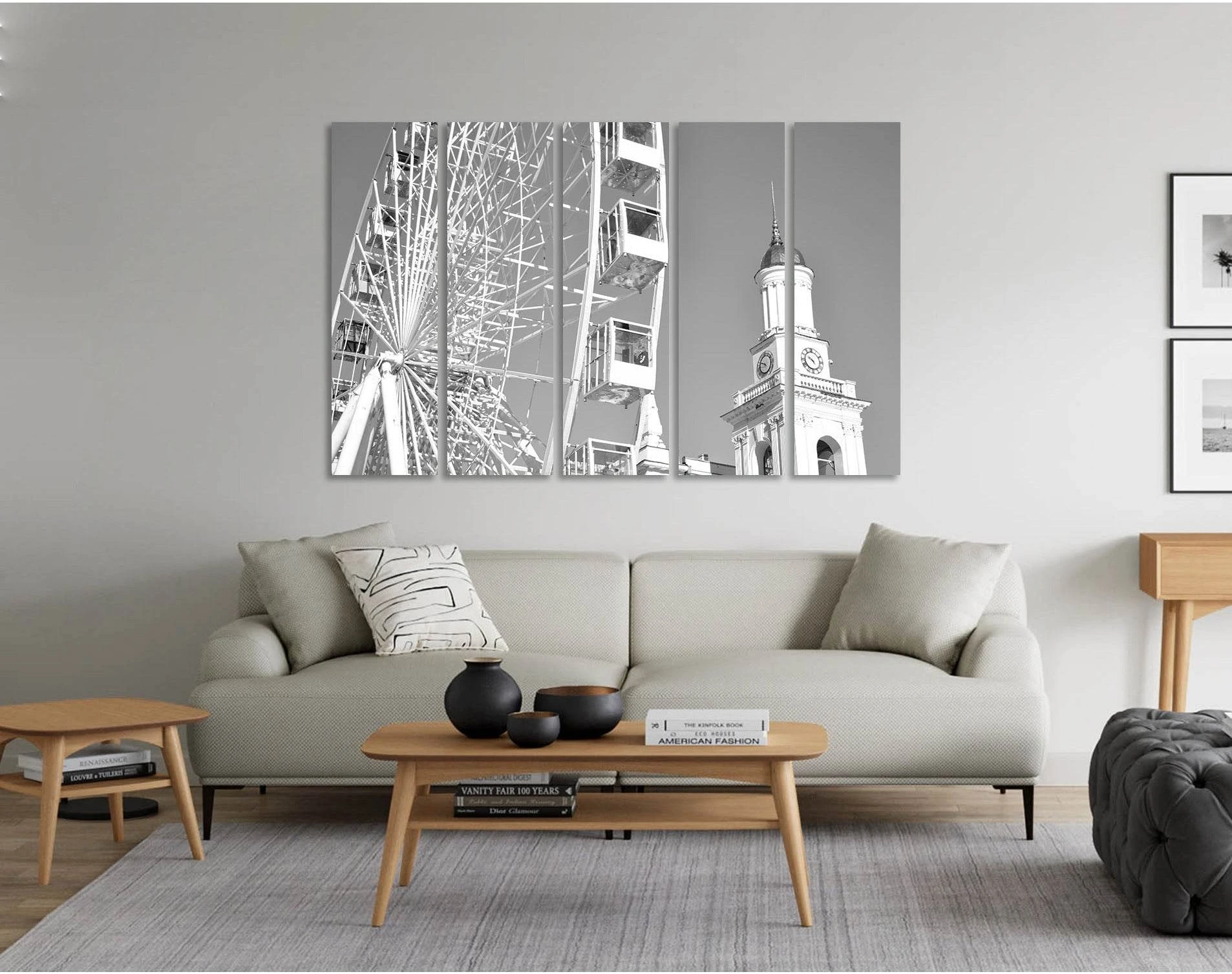 Ferris wheel №D2813 Ready to Hang Canvas Print - Zellart Canvas Prints 0new, ALL_Products, Black & White Wall Art