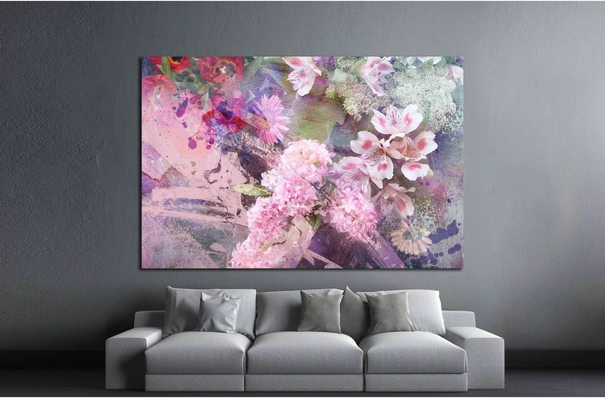 field flowers on paper texture, floral grunge №1347 Ready to Hang Canvas Print - Zellart Canvas Prints ALL_Products, s-1347