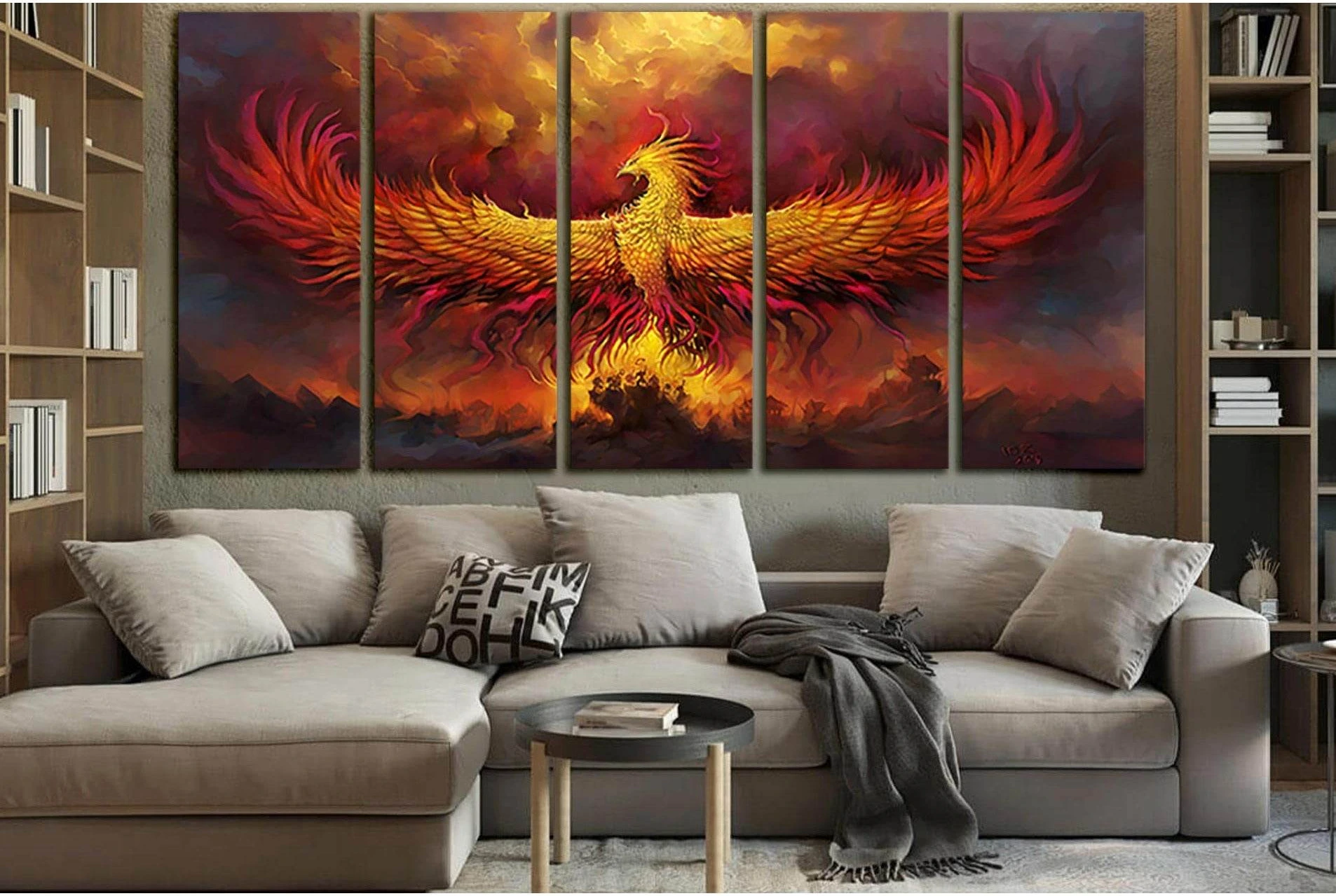 Fiery Phoenix №SL1280 Ready to Hang Canvas Print - Zellart Canvas Prints 0new, ALL_Products, Fantasy And Sci Fi Wall Art