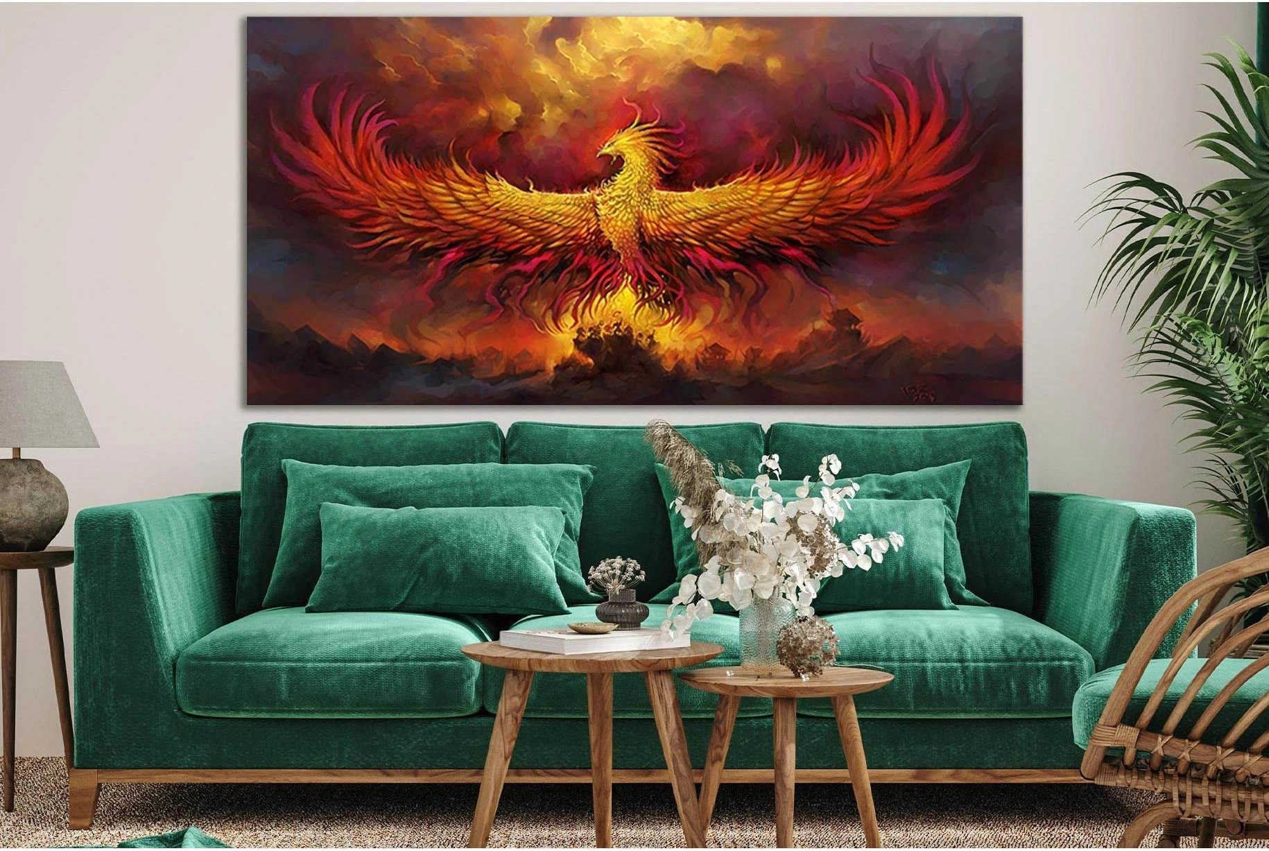 Fiery Phoenix №SL1280 Ready to Hang Canvas Print - Zellart Canvas Prints 0new, ALL_Products, Fantasy And Sci Fi Wall Art
