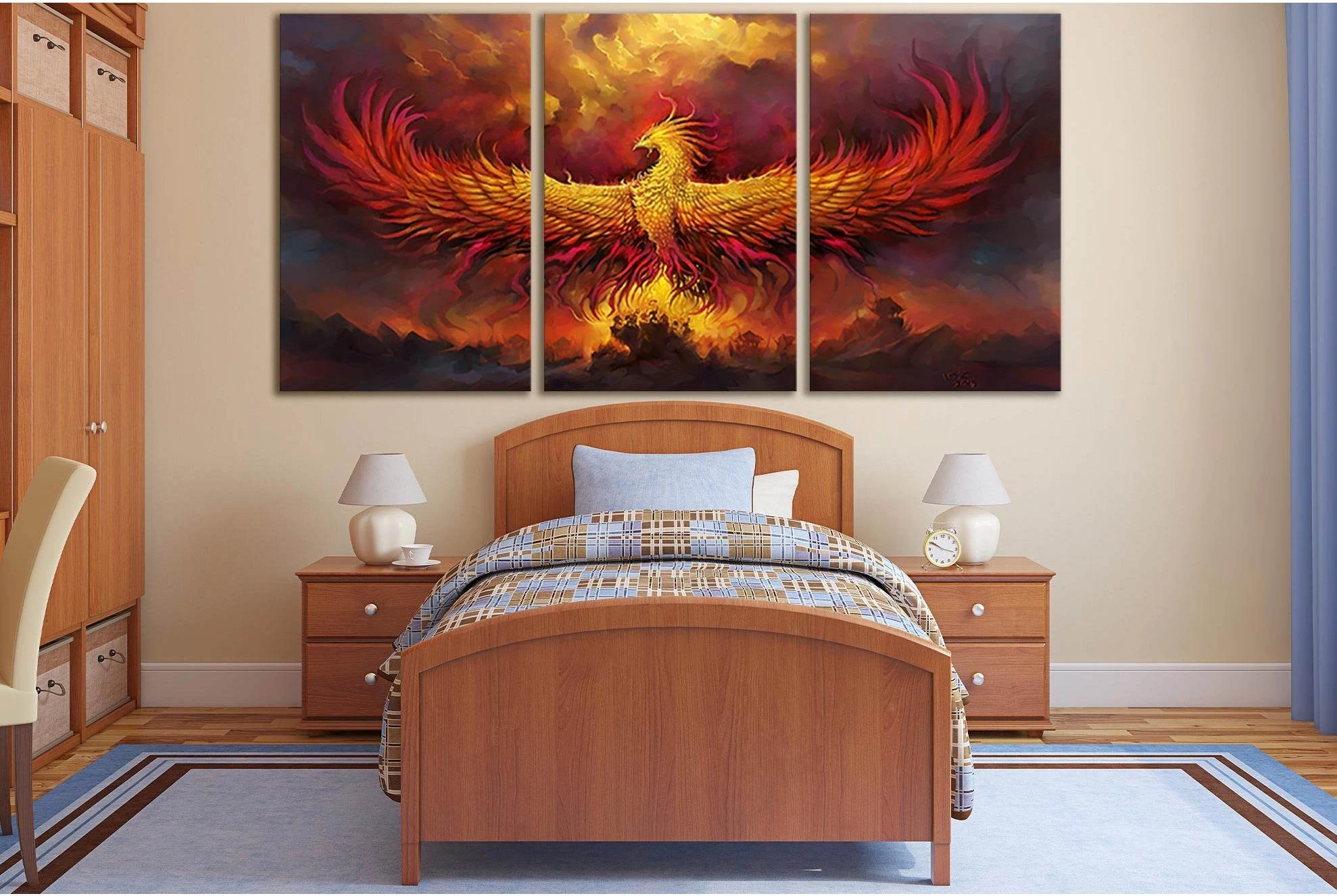 Fiery Phoenix №SL1280 Ready to Hang Canvas Print - Zellart Canvas Prints 0new, ALL_Products, Fantasy And Sci Fi Wall Art