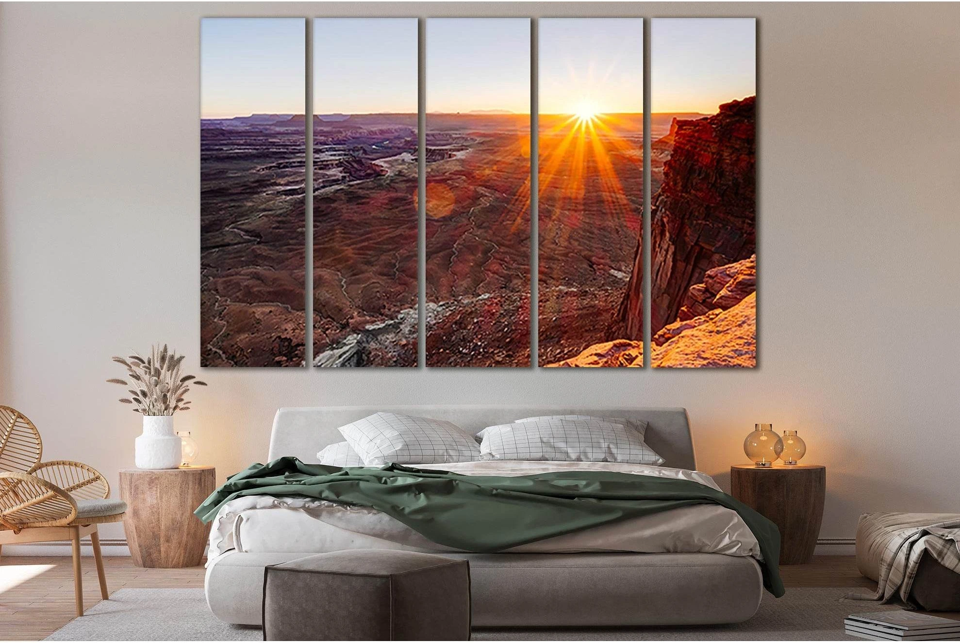 Fiery Sunset In The Desert №SL274 Ready to Hang Canvas Print - Zellart Canvas Prints 0new, ALL_Products, SUNRISE & SUNSET WALL ART
