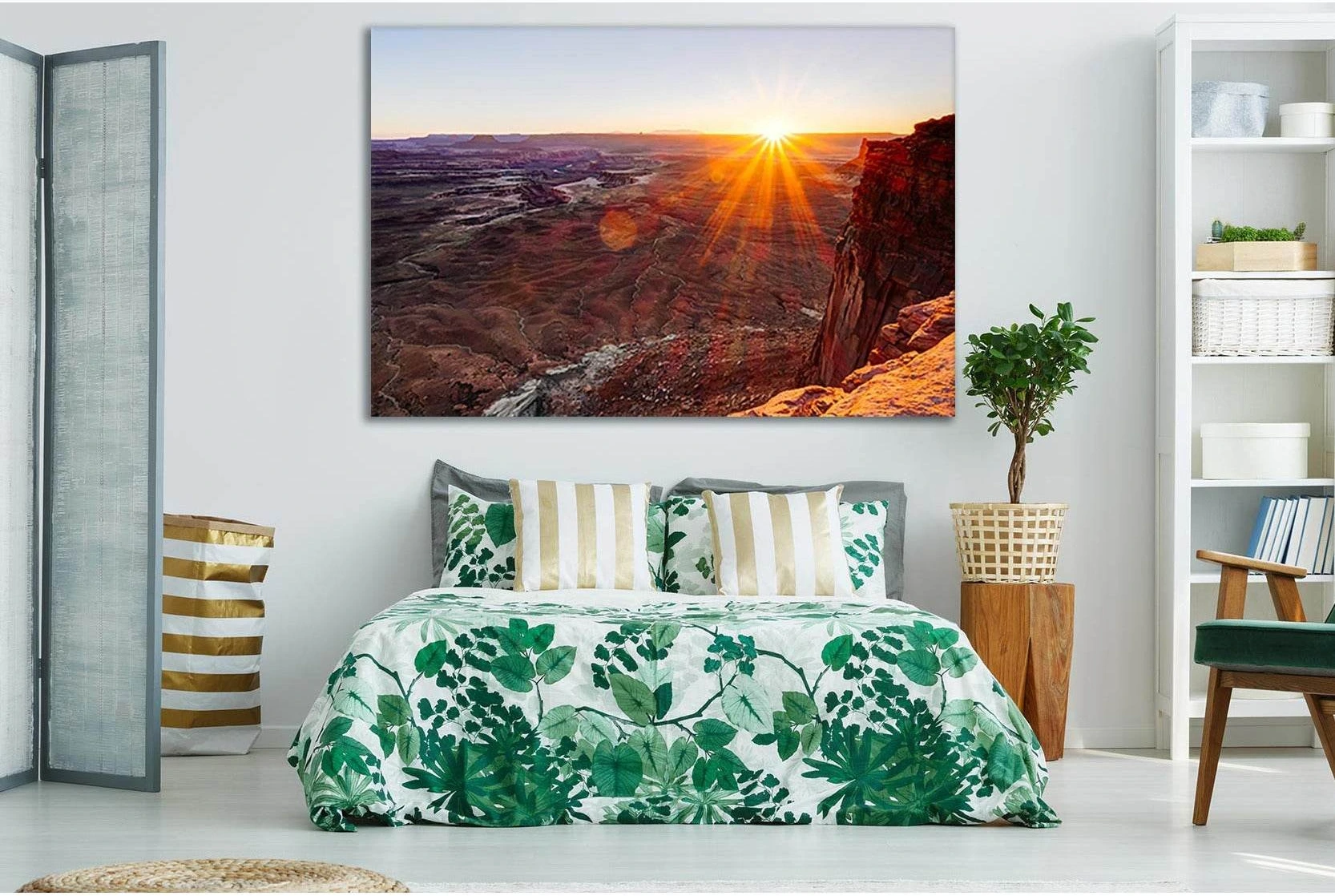 Fiery Sunset In The Desert №SL274 Ready to Hang Canvas Print - Zellart Canvas Prints 0new, ALL_Products, SUNRISE & SUNSET WALL ART