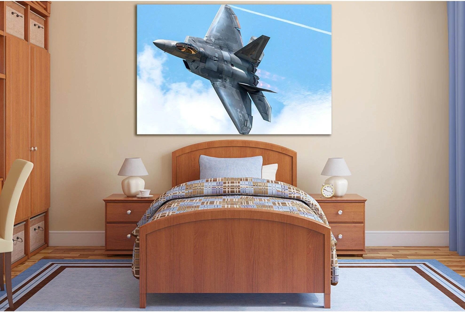 Fighter F-22 With War Paint №SL1438 Ready to Hang Canvas Print - Zellart Canvas Prints 0new, ALL_Products, Engine