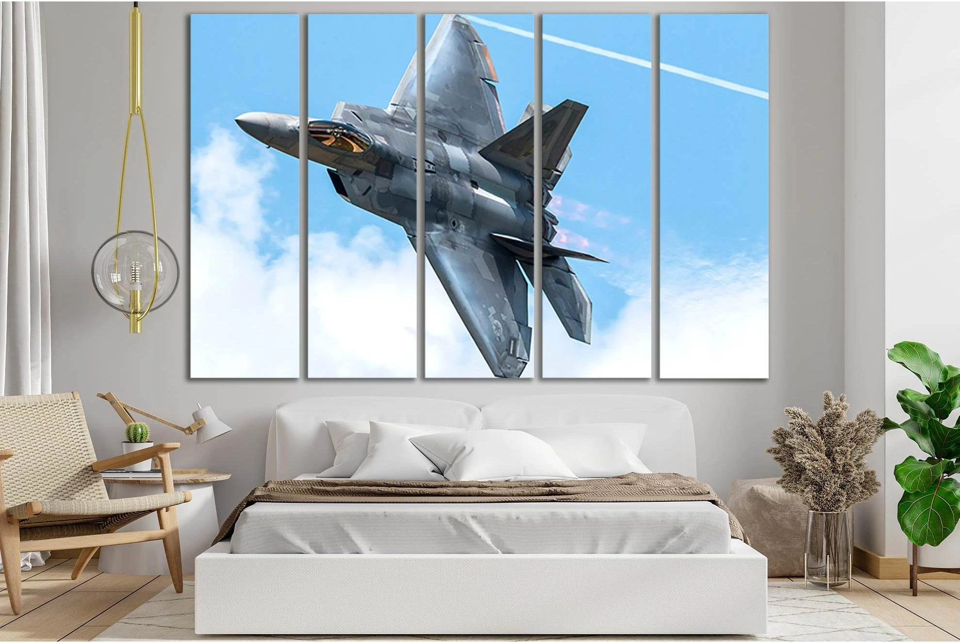 Fighter F-22 With War Paint №SL1438 Ready to Hang Canvas Print - Zellart Canvas Prints 0new, ALL_Products, Engine