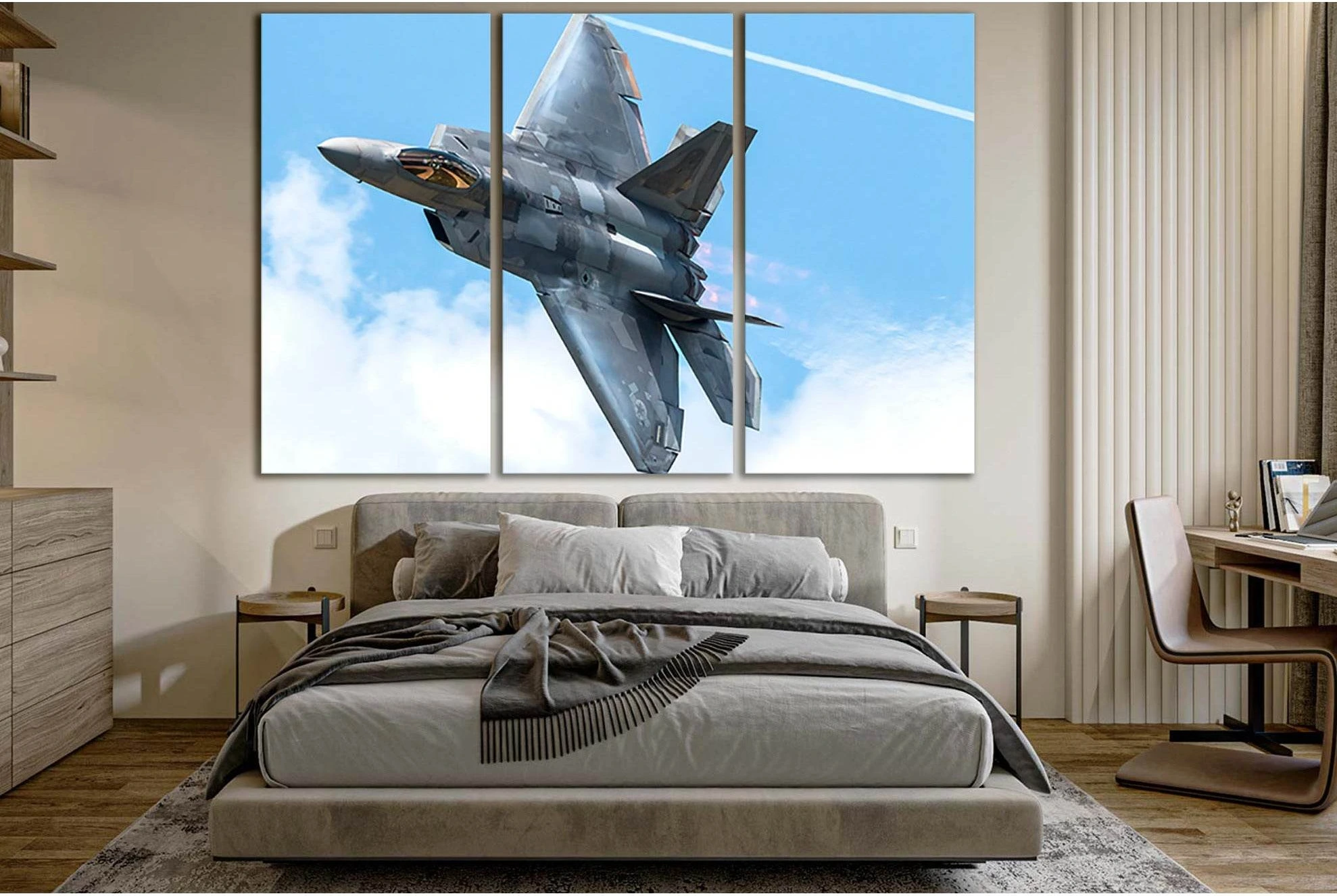 Fighter F-22 With War Paint №SL1438 Ready to Hang Canvas Print - Zellart Canvas Prints 0new, ALL_Products, Engine