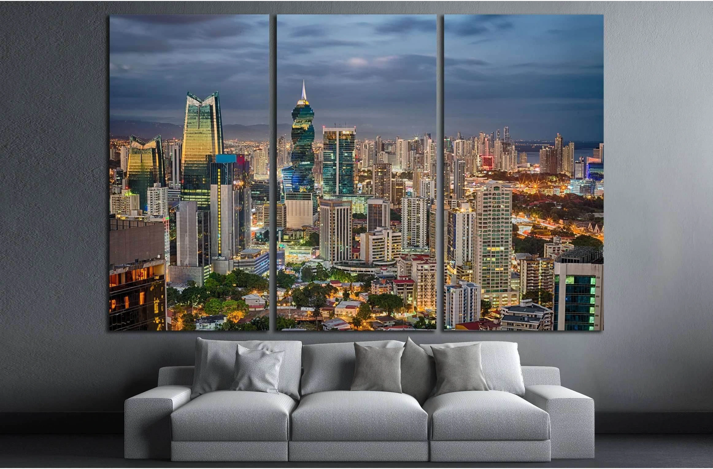 Financial center of Panama City, Panama №2733 Ready to Hang Canvas Print - Zellart Canvas Prints ALL_Products, s-2733