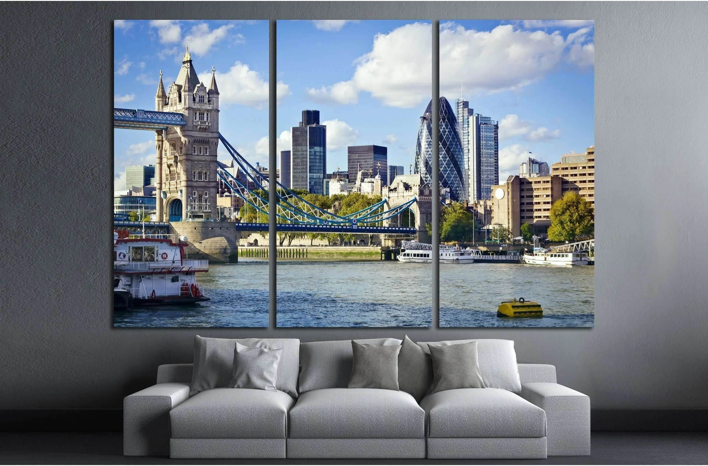Financial District of London and the Tower Bridge №2597 Ready to Hang Canvas Print - Zellart Canvas Prints ALL_Products, s-2597