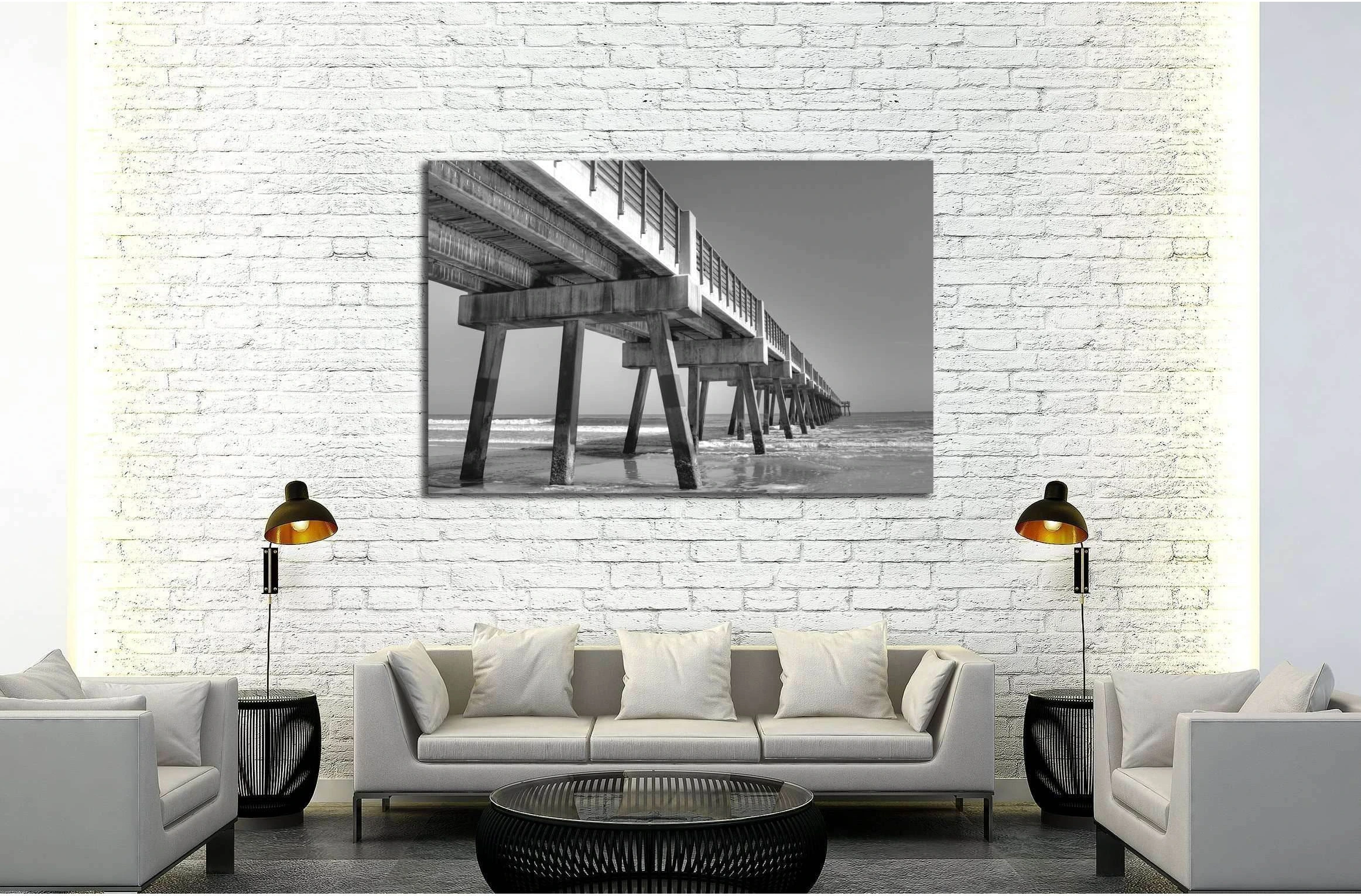 Fishing Pier in Jacksonville Beach, Florida №2498 Ready to Hang Canvas Print - Zellart Canvas Prints ALL_Products, s-2498