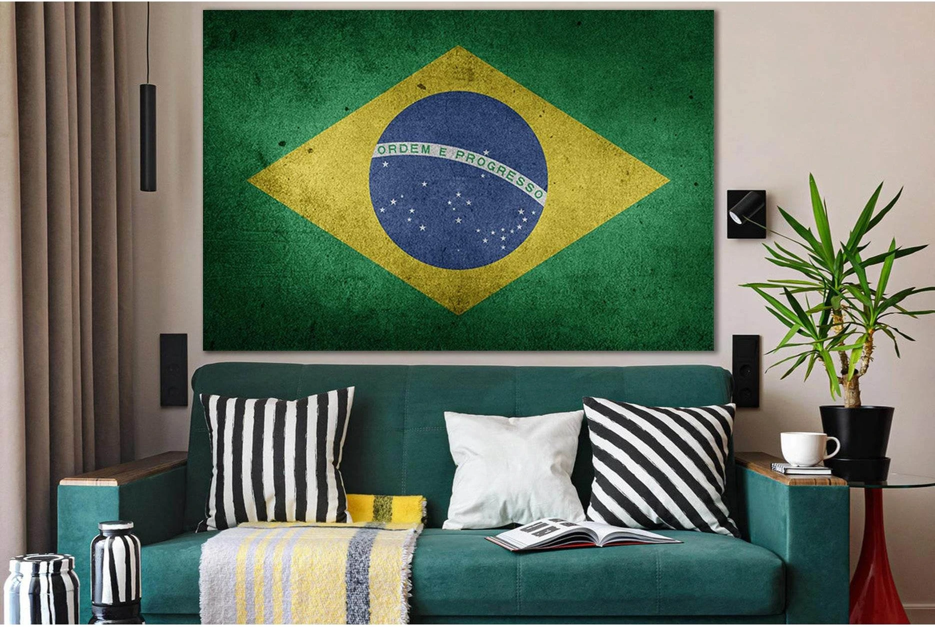 Flag Of Brazil №SL1177 Ready to Hang Canvas Print - Zellart Canvas Prints 0new, ALL_Products, Flags