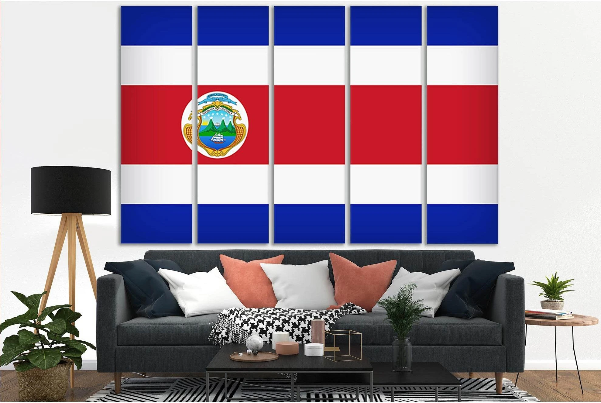 Flag Of Costa Rica №SL1206 Ready to Hang Canvas Print - Zellart Canvas Prints 0new, ALL_Products, Flags