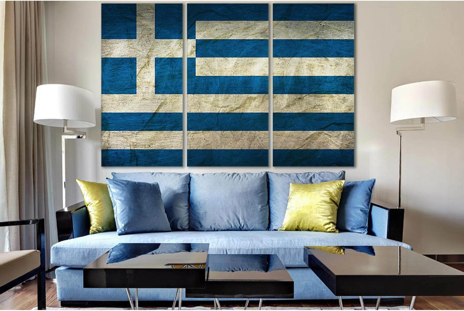 Flag Of Greece №SL1158 Ready to Hang Canvas Print - Zellart Canvas Prints 0new, ALL_Products, Flags