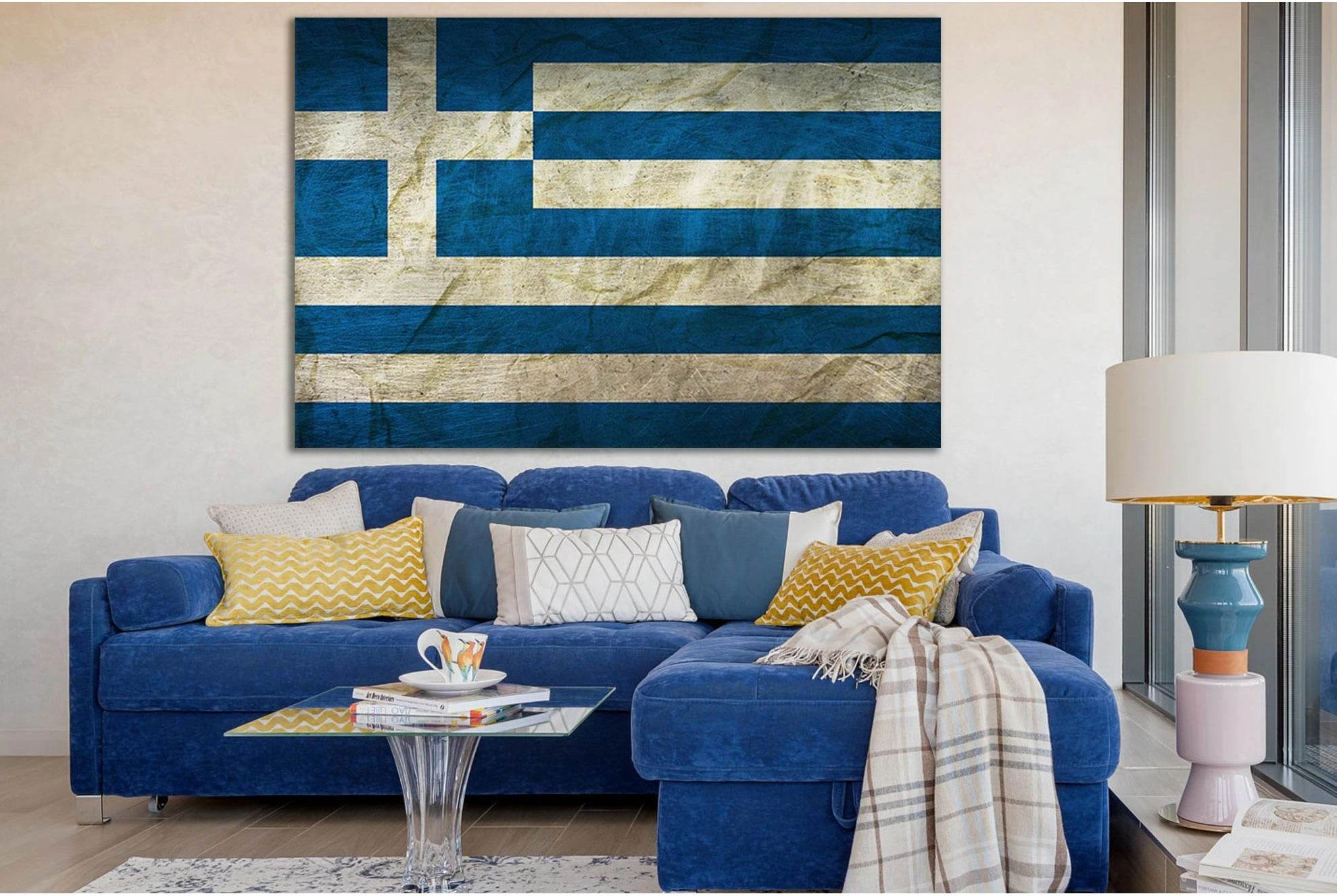 Flag Of Greece №SL1158 Ready to Hang Canvas Print - Zellart Canvas Prints 0new, ALL_Products, Flags