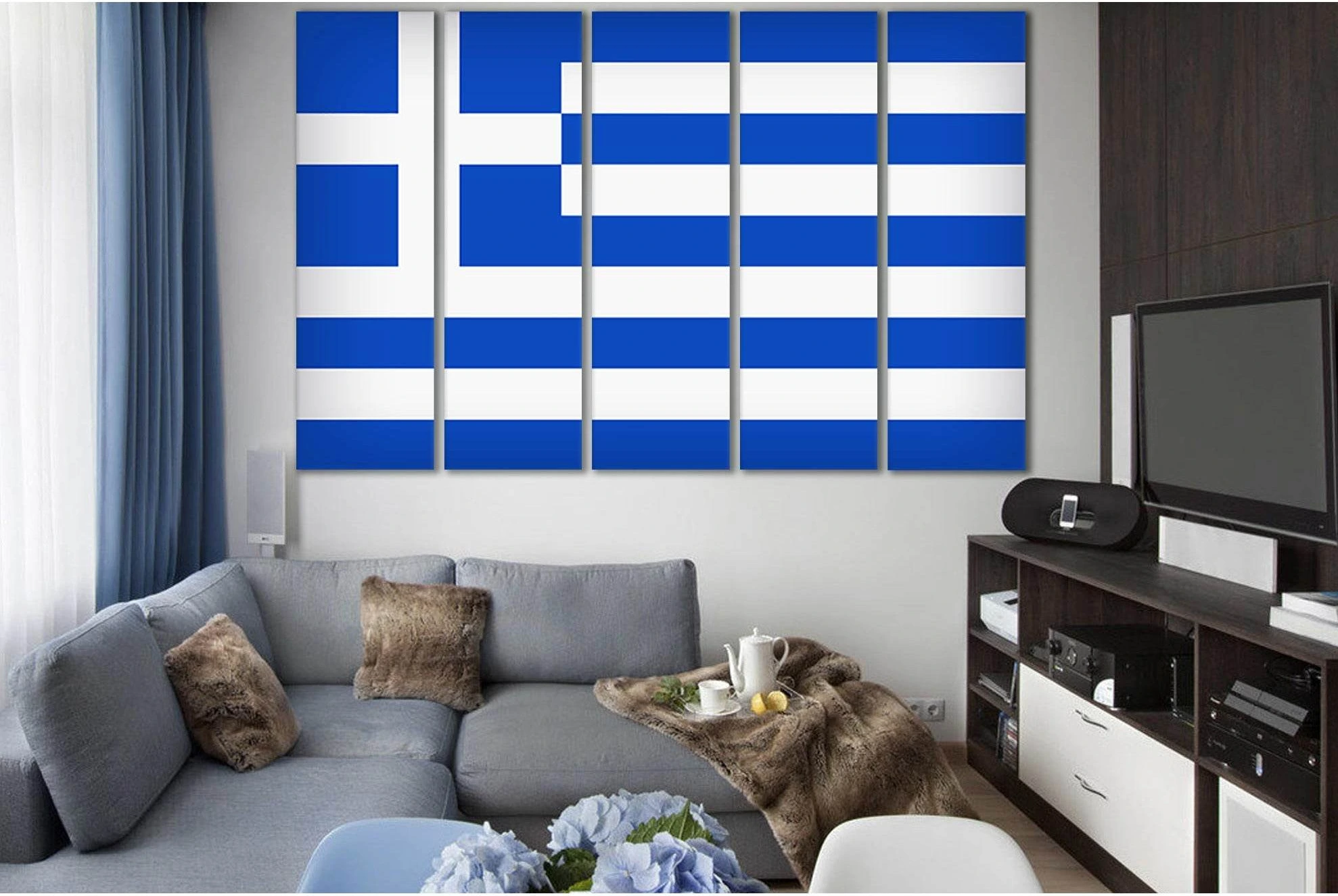 Flag Of Greece №SL1169 Ready to Hang Canvas Print - Zellart Canvas Prints 0new, ALL_Products, Flags