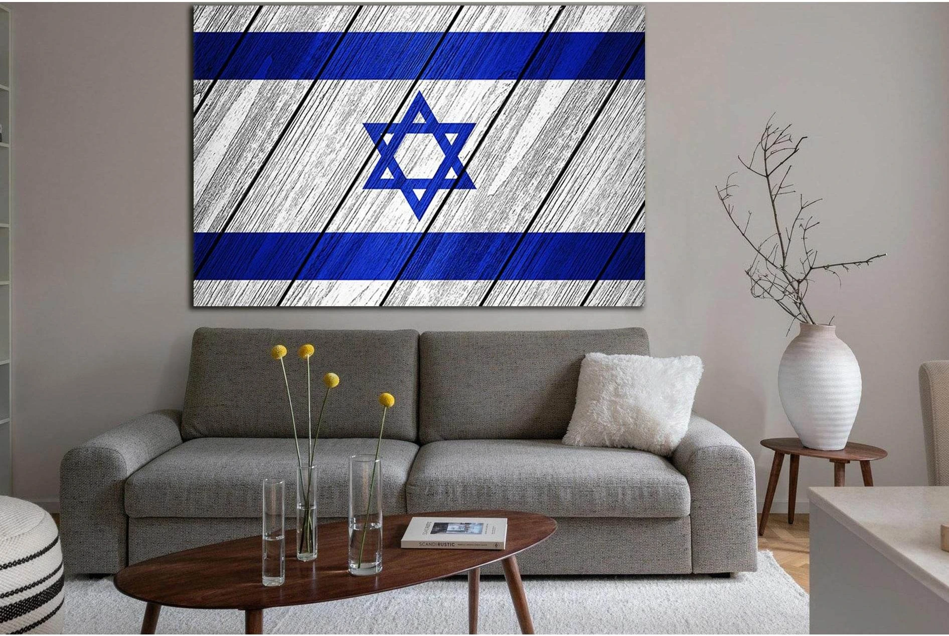 Flag Of Israel On Wood №SL1200 Ready to Hang Canvas Print - Zellart Canvas Prints 0new, ALL_Products, Flags