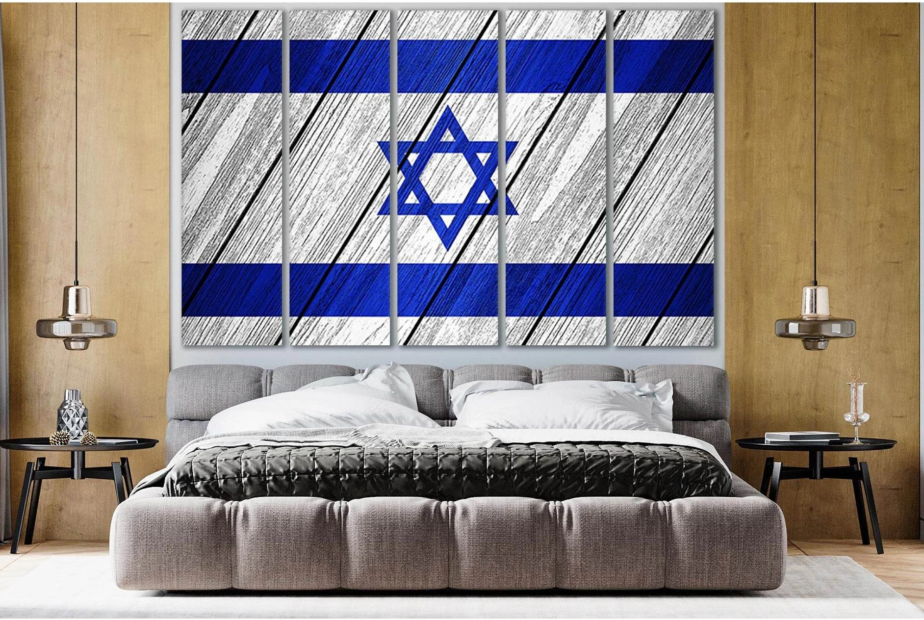Flag Of Israel On Wood №SL1200 Ready to Hang Canvas Print - Zellart Canvas Prints 0new, ALL_Products, Flags