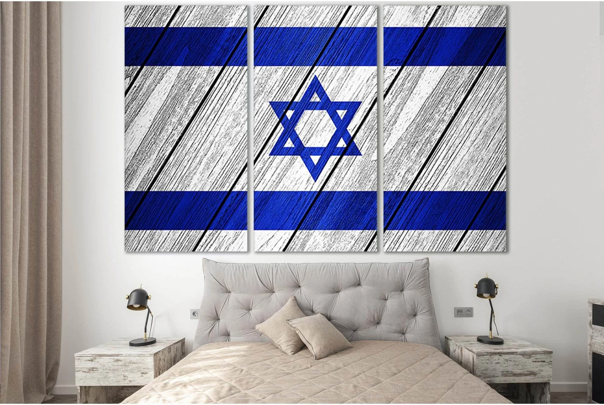 Flag Of Israel On Wood №SL1200 Ready to Hang Canvas Print - Zellart Canvas Prints 0new, ALL_Products, Flags