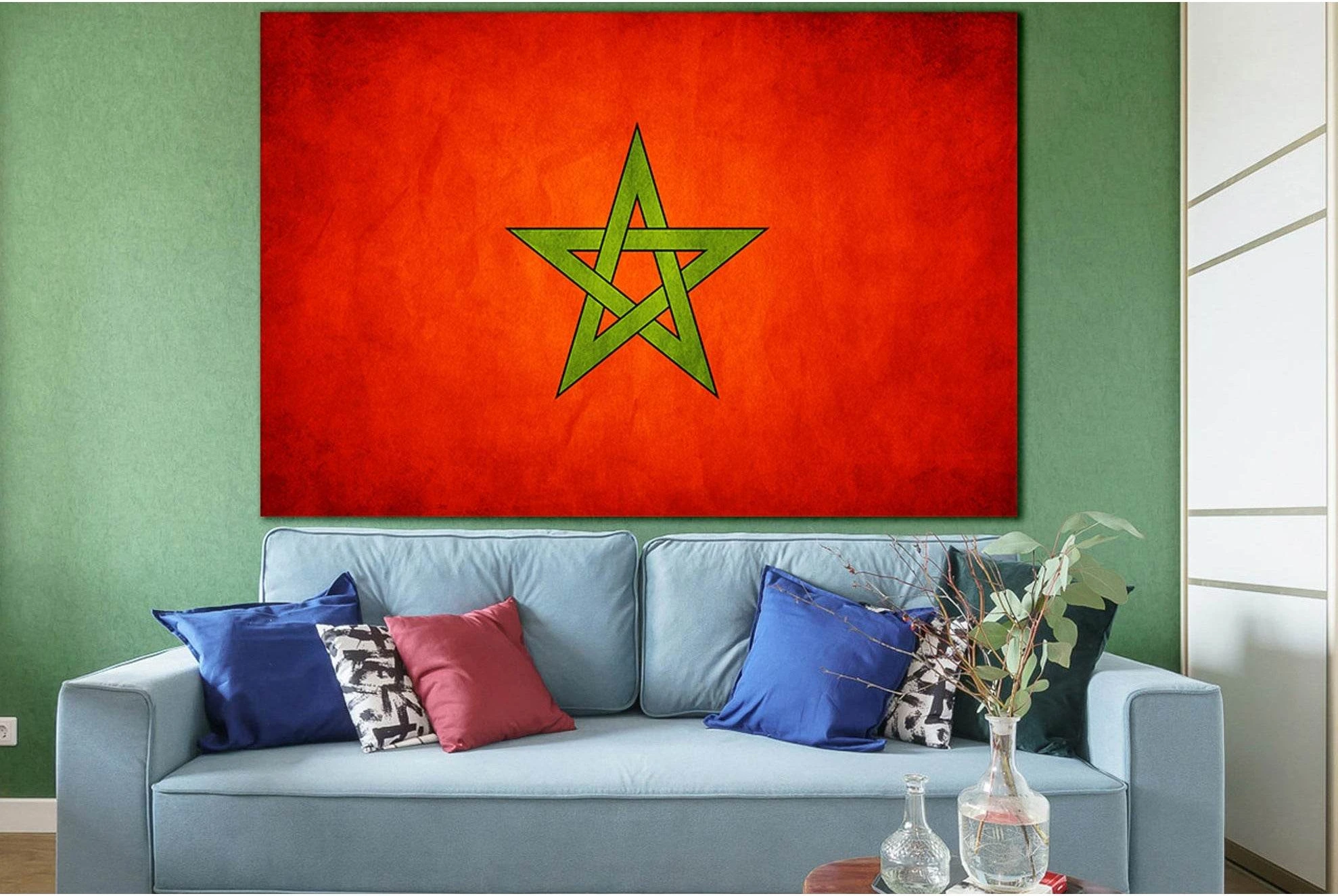 Flag Of Morocco №SL1150 Ready to Hang Canvas Print - Zellart Canvas Prints 0new, ALL_Products, Flags
