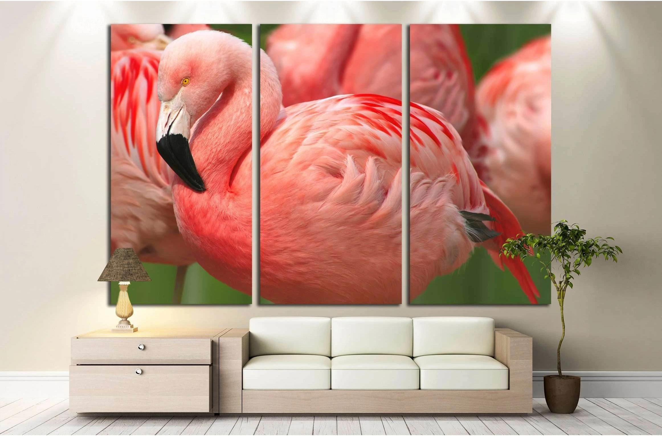 Flamingo Close Up №2799 Ready to Hang Canvas Print - Zellart Canvas Prints ALL_Products, s-2799
