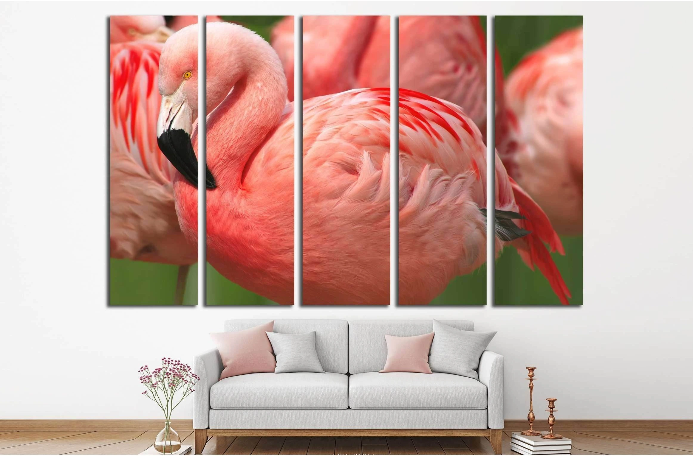 Flamingo Close Up №2799 Ready to Hang Canvas Print - Zellart Canvas Prints ALL_Products, s-2799