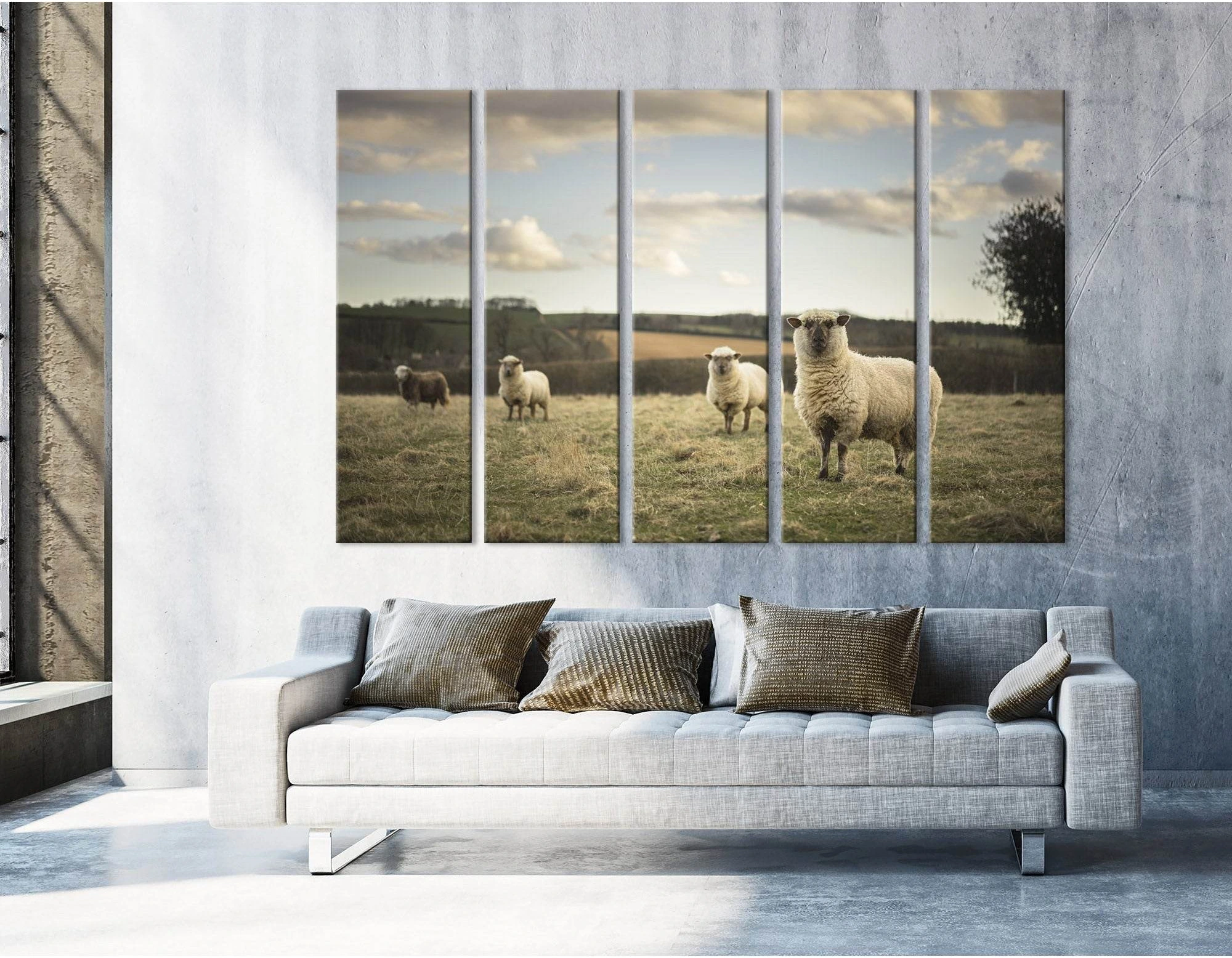 Flock Of Sheeps In Cotswold №04237 Ready to Hang Canvas Print - Zellart Canvas Prints ALL_Products