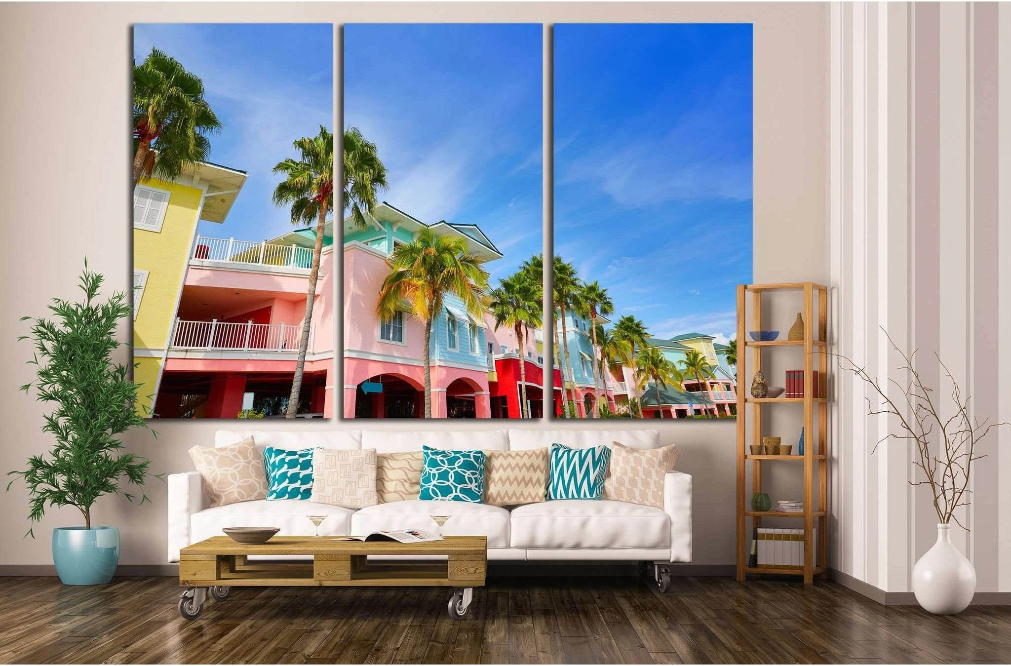 Florida Fort Myers and palm trees in USA №1229 Ready to Hang Canvas Print - Zellart Canvas Prints ALL_Products, s-1229