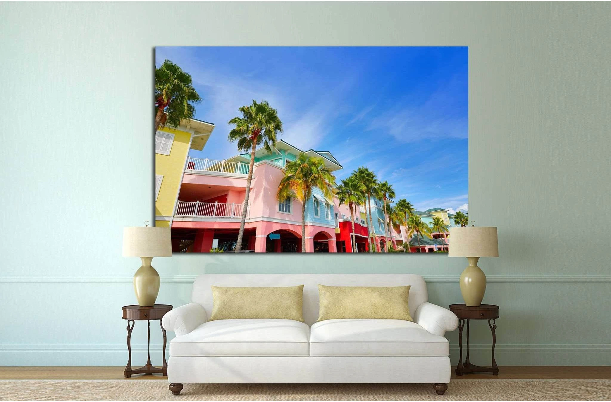 Florida Fort Myers and palm trees in USA №1229 Ready to Hang Canvas Print - Zellart Canvas Prints ALL_Products, s-1229