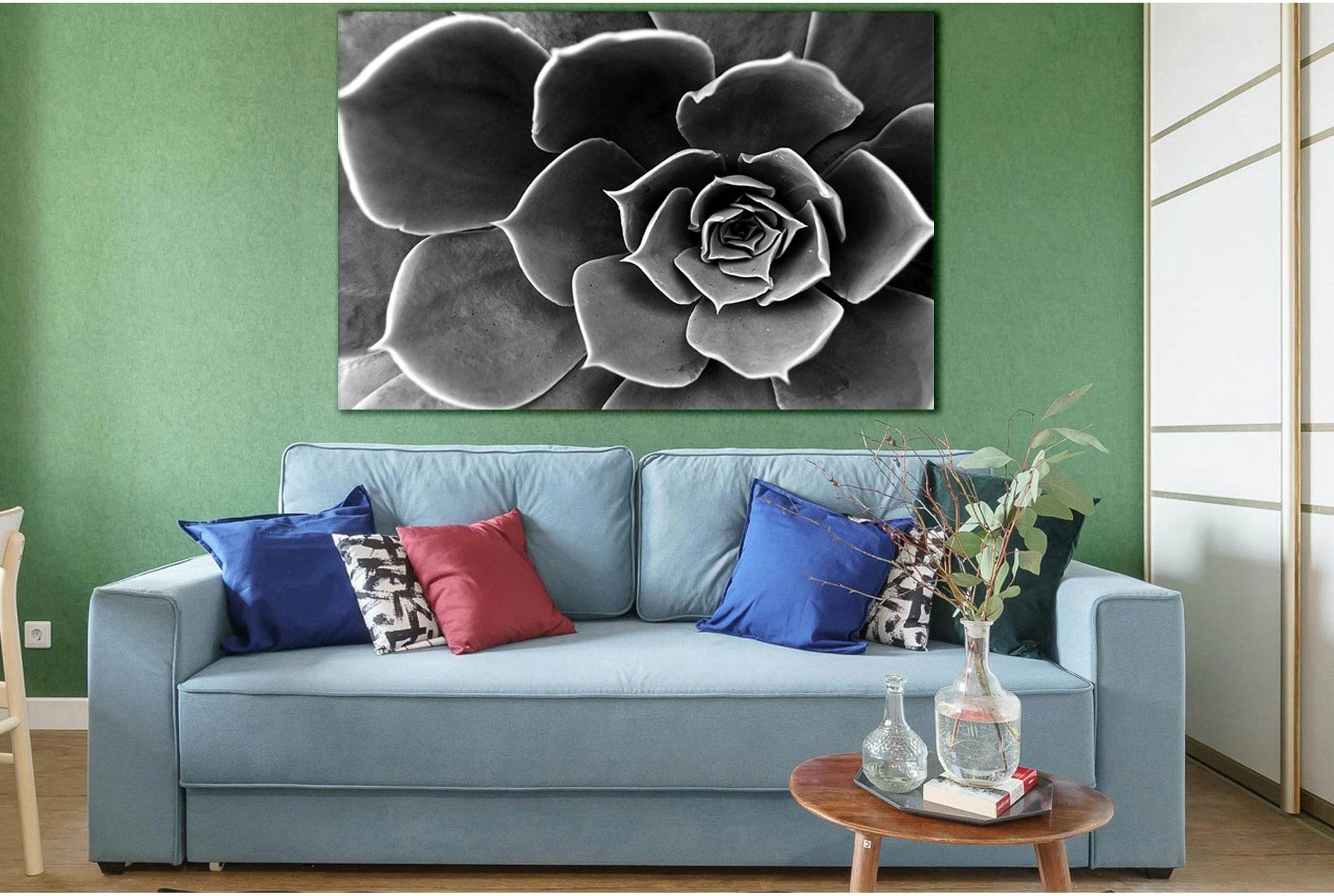 Flower Close Up Black And White №SL838 Ready to Hang Canvas Print - Zellart Canvas Prints 0new, ALL_Products, Black & White Wall Art