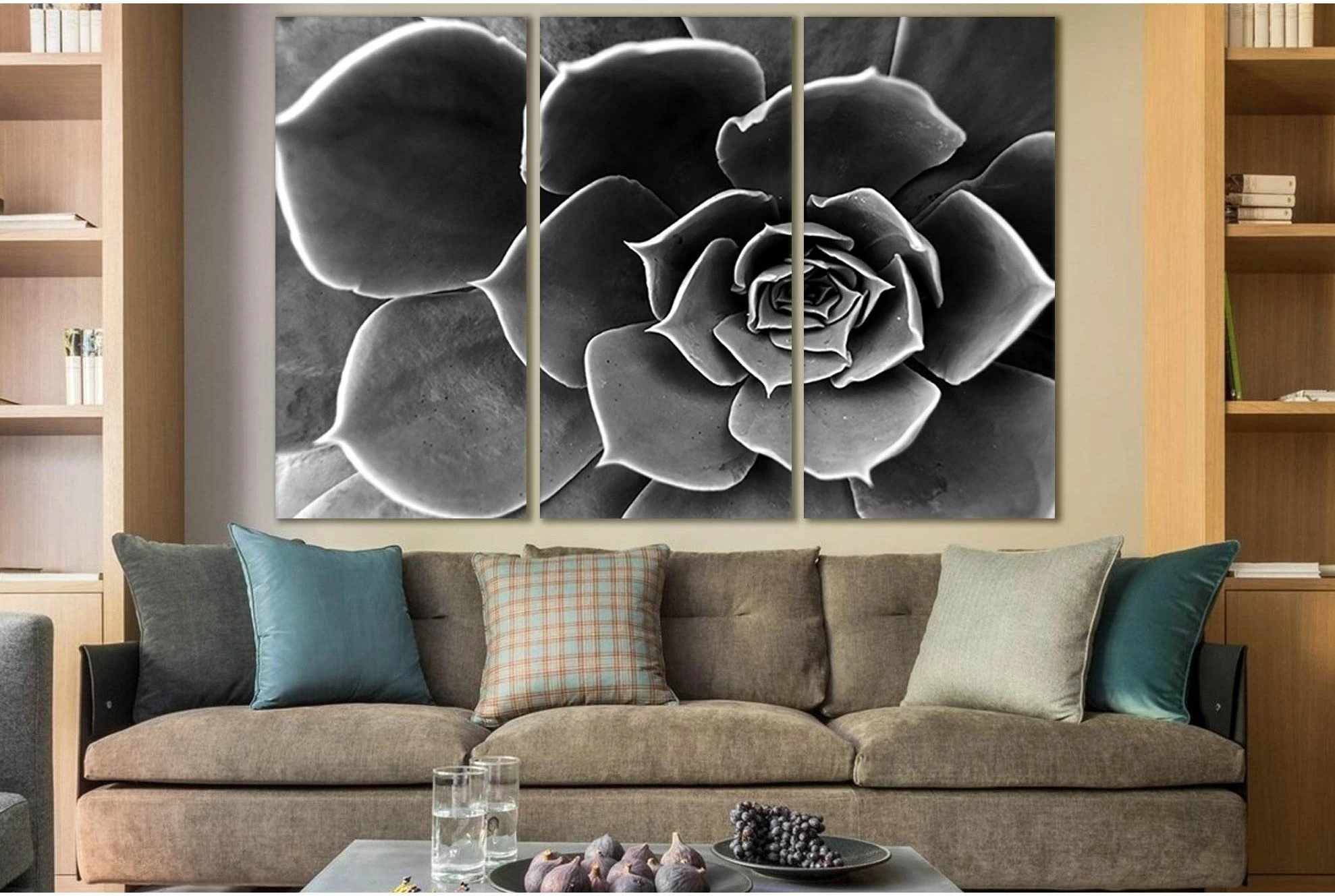 Flower Close Up Black And White №SL838 Ready to Hang Canvas Print - Zellart Canvas Prints 0new, ALL_Products, Black & White Wall Art