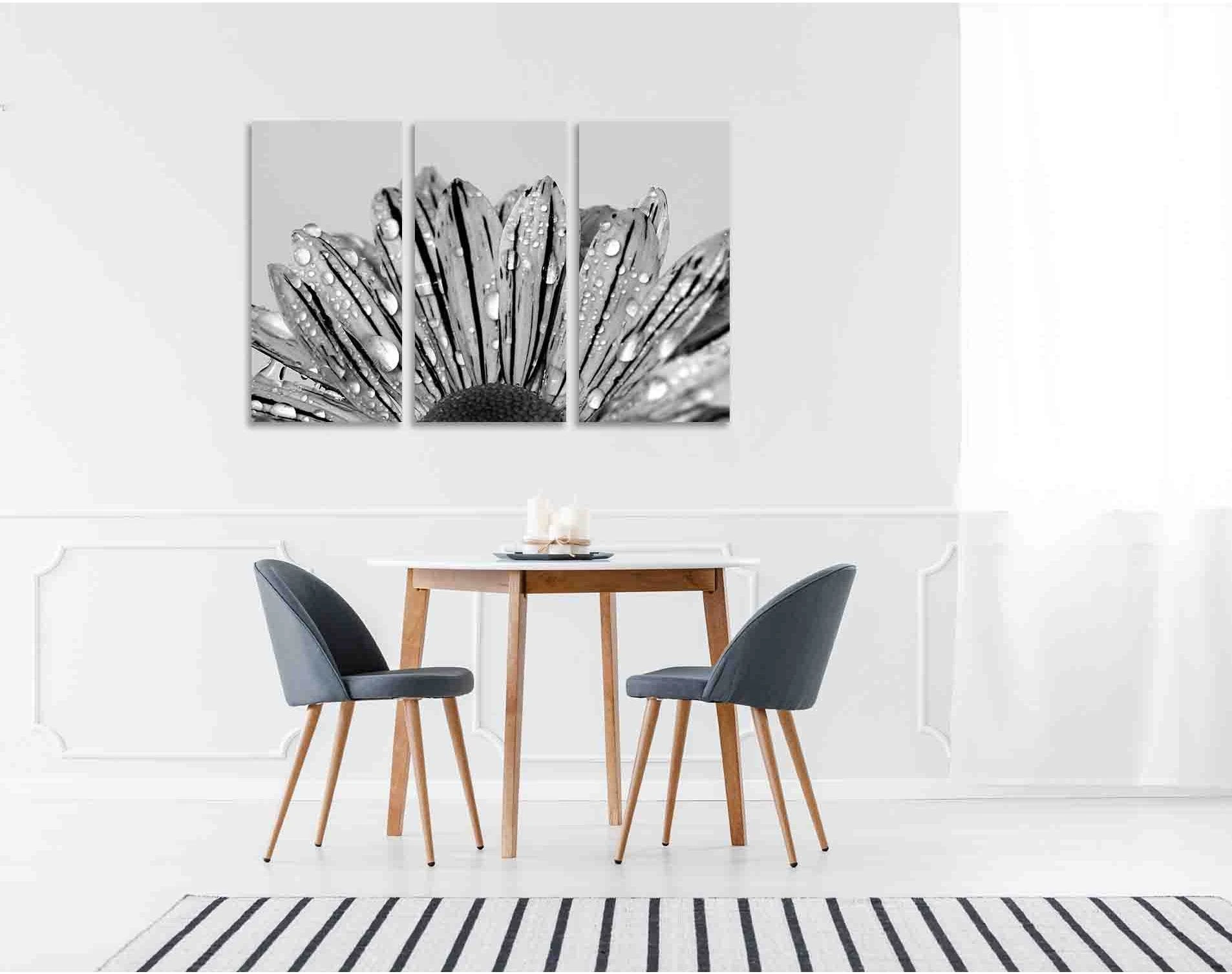 Flower in drizzle №D2828 Ready to Hang Canvas Print - Zellart Canvas Prints 0new, ALL_Products, Black & White Wall Art