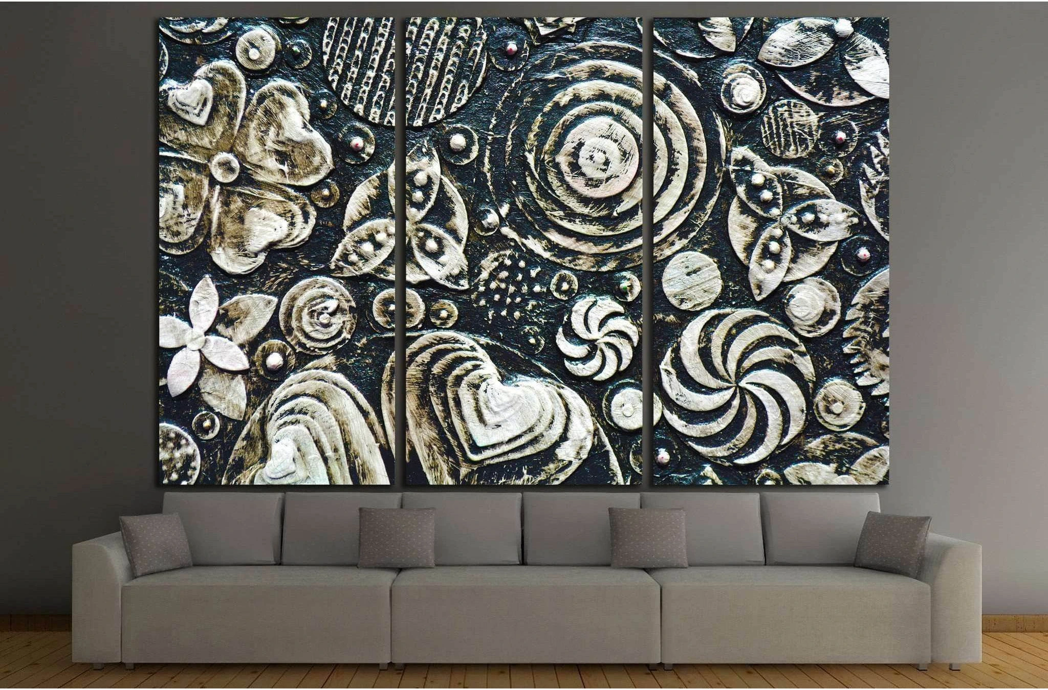 Flowers, abstract grunge surface, black and white №1349 Ready to Hang Canvas Print - Zellart Canvas Prints ALL_Products, s-1349