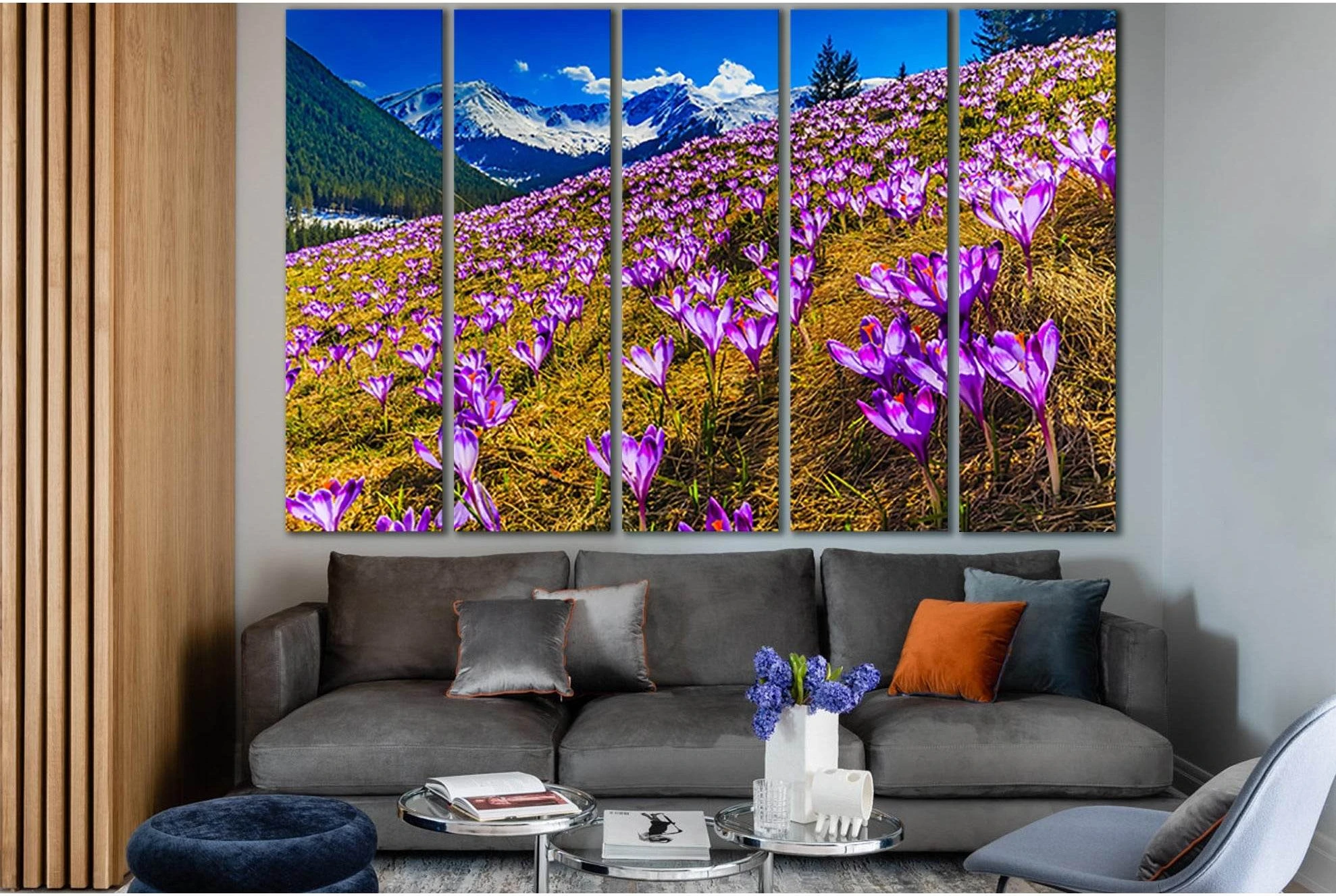 Flowers On The Alps Mountains Slopes №SL1598 Ready to Hang Canvas Print - Zellart Canvas Prints 0new, ALL_Products, Mountains Wall Art, Nature Wall Art