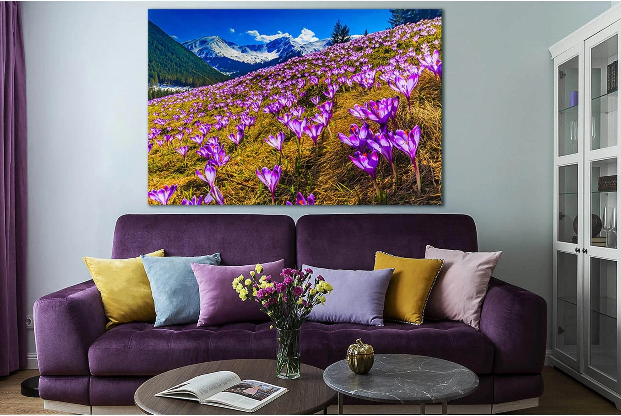 Flowers On The Alps Mountains Slopes №SL1598 Ready to Hang Canvas Print - Zellart Canvas Prints 0new, ALL_Products, Mountains Wall Art, Nature Wall Art