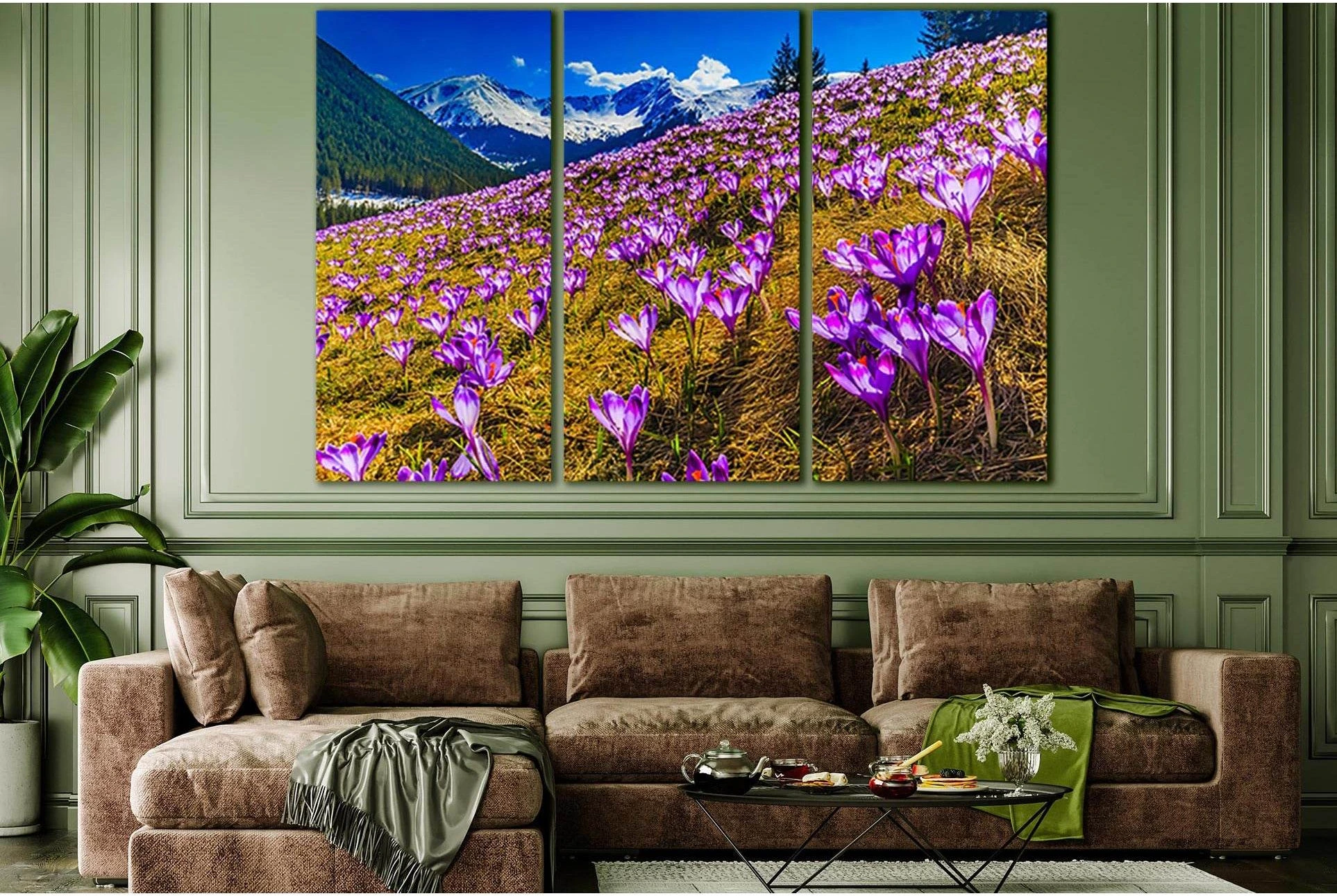 Flowers On The Alps Mountains Slopes №SL1598 Ready to Hang Canvas Print - Zellart Canvas Prints 0new, ALL_Products, Mountains Wall Art, Nature Wall Art
