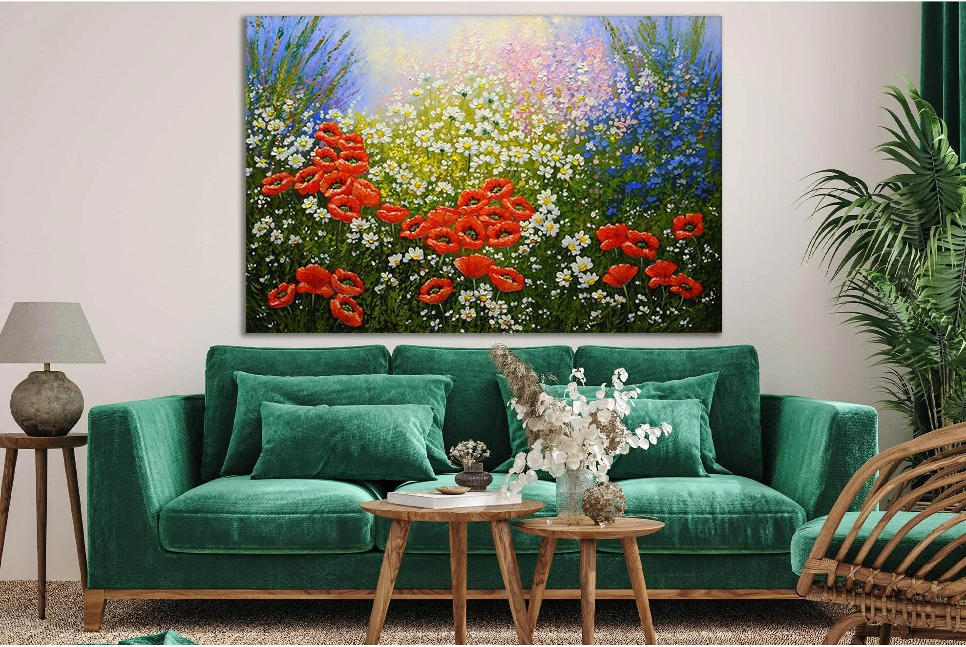 Flowers Poppies Oil Paintings №SL603 Ready to Hang Canvas Print - Zellart Canvas Prints 0new, ALL_Products, Oil Painting Wall Art