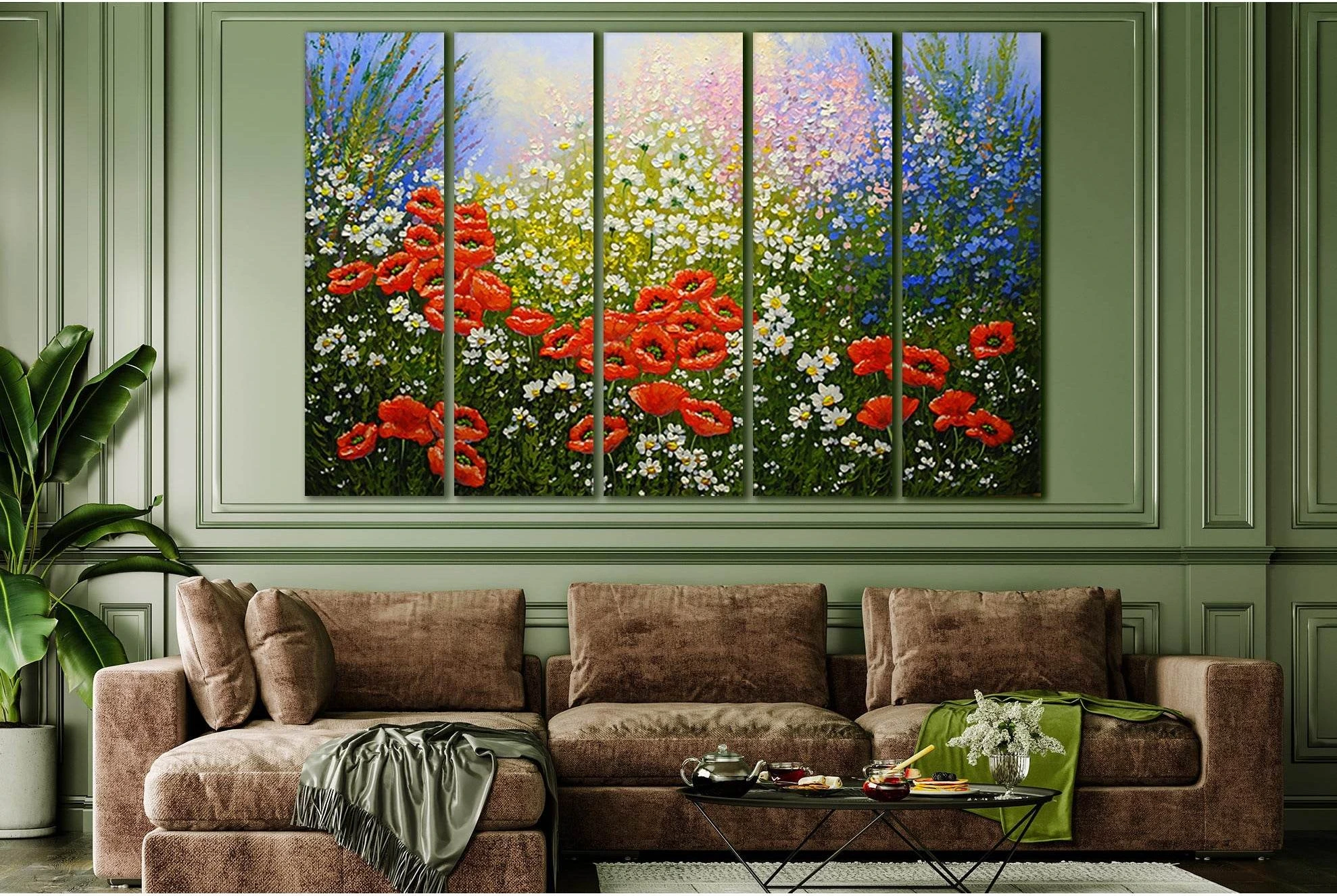 Flowers Poppies Oil Paintings №SL603 Ready to Hang Canvas Print - Zellart Canvas Prints 0new, ALL_Products, Oil Painting Wall Art