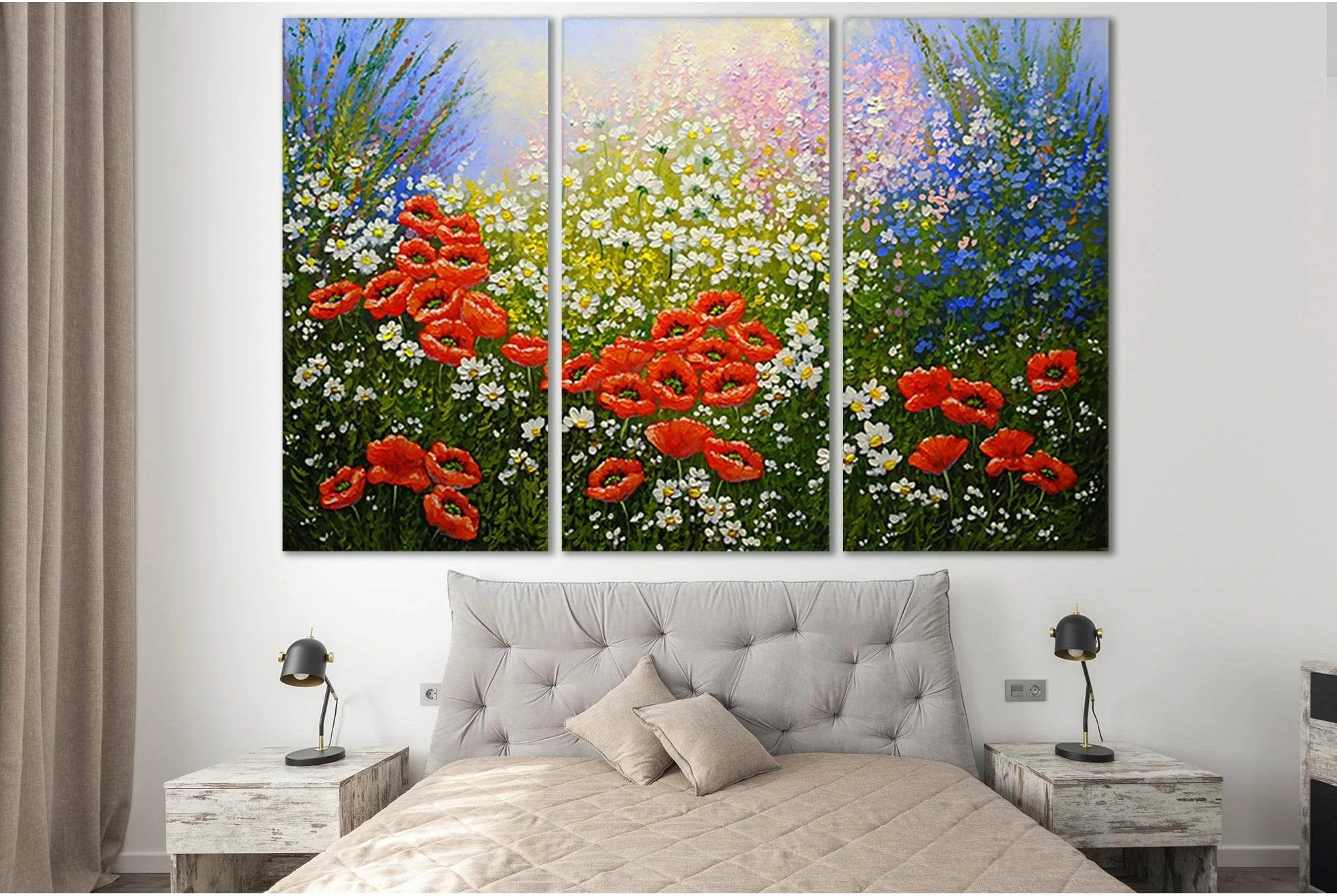 Flowers Poppies Oil Paintings №SL603 Ready to Hang Canvas Print - Zellart Canvas Prints 0new, ALL_Products, Oil Painting Wall Art