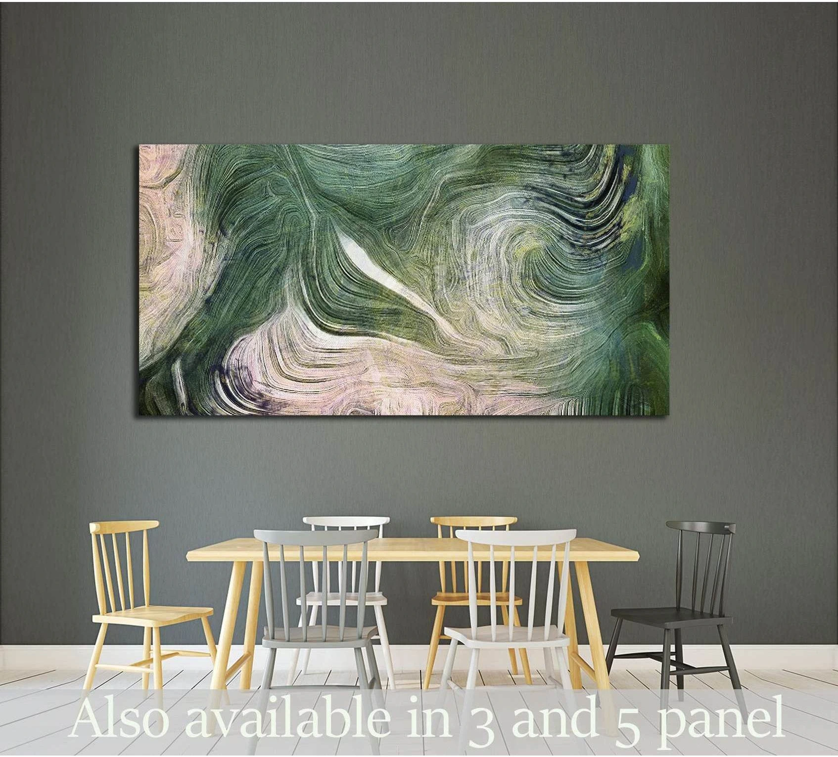 Fluid lines of color movement. Shades of green. Brush strokes №2574 Ready to Hang Canvas Print - Zellart Canvas Prints ALL_Products, s-2574