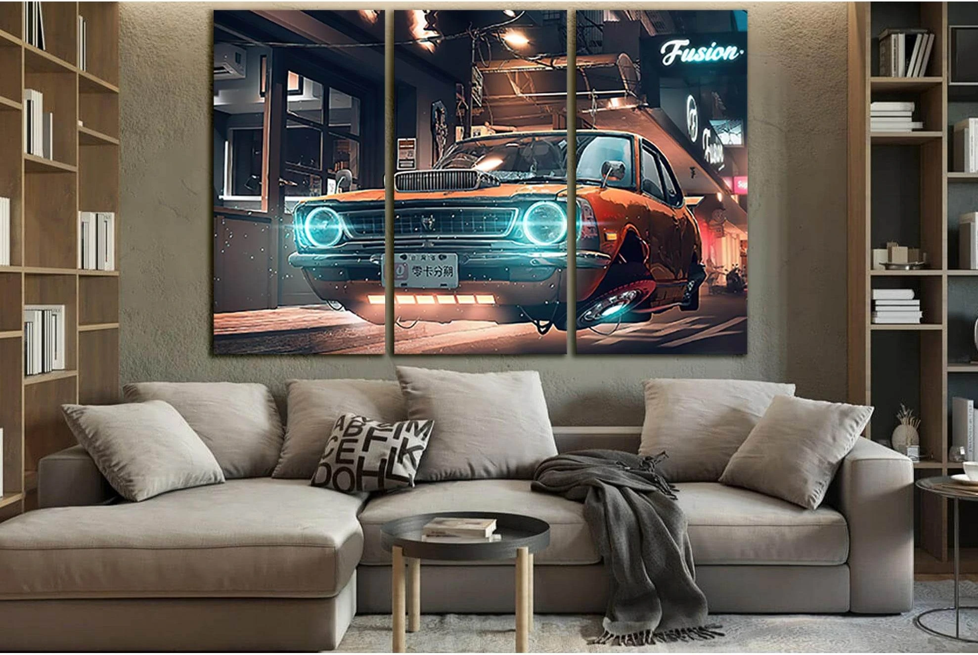 Flying Car №SL1286 Ready to Hang Canvas Print - Zellart Canvas Prints 0new, ALL_Products, Fantasy And Sci Fi Wall Art