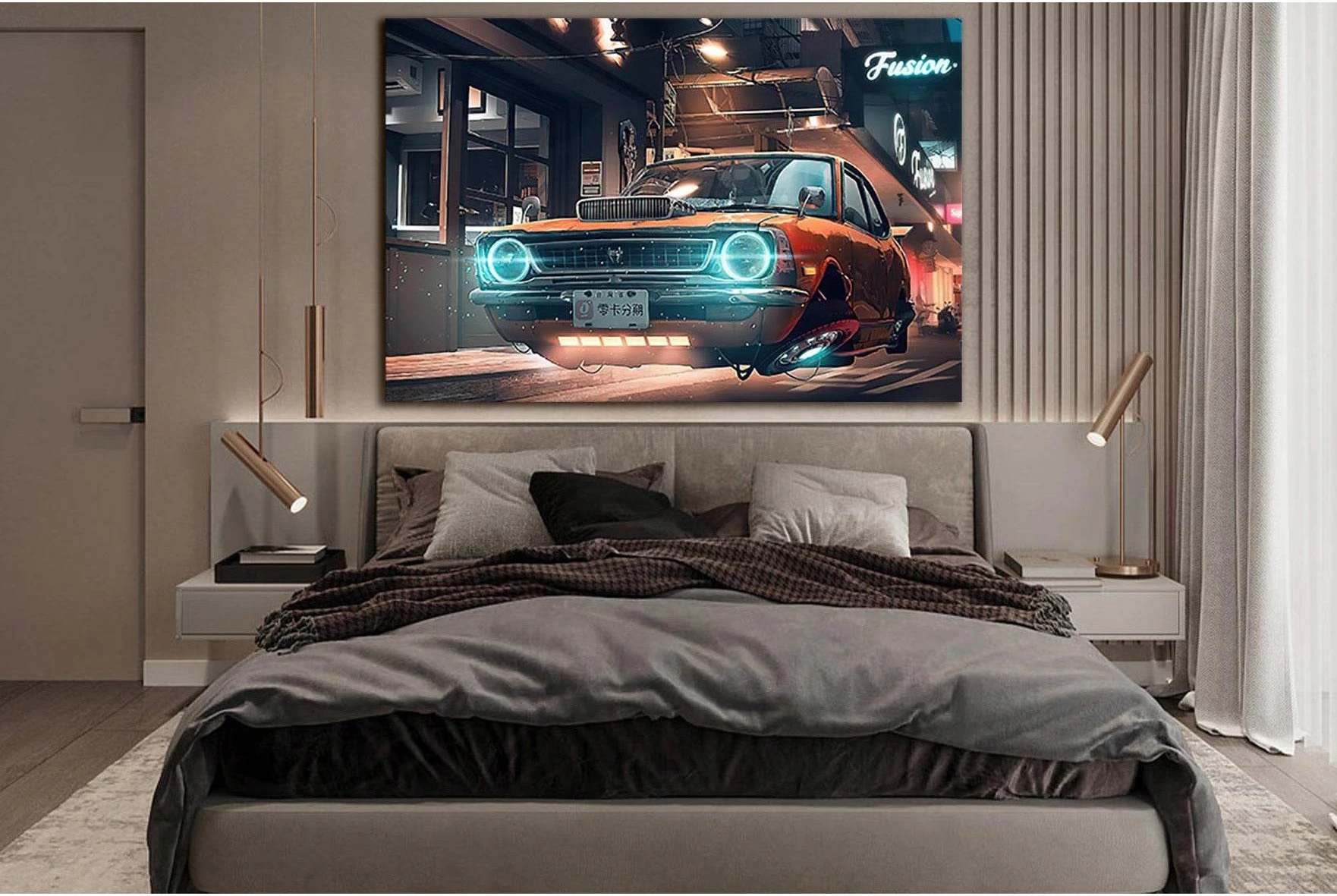 Flying Car №SL1286 Ready to Hang Canvas Print - Zellart Canvas Prints 0new, ALL_Products, Fantasy And Sci Fi Wall Art